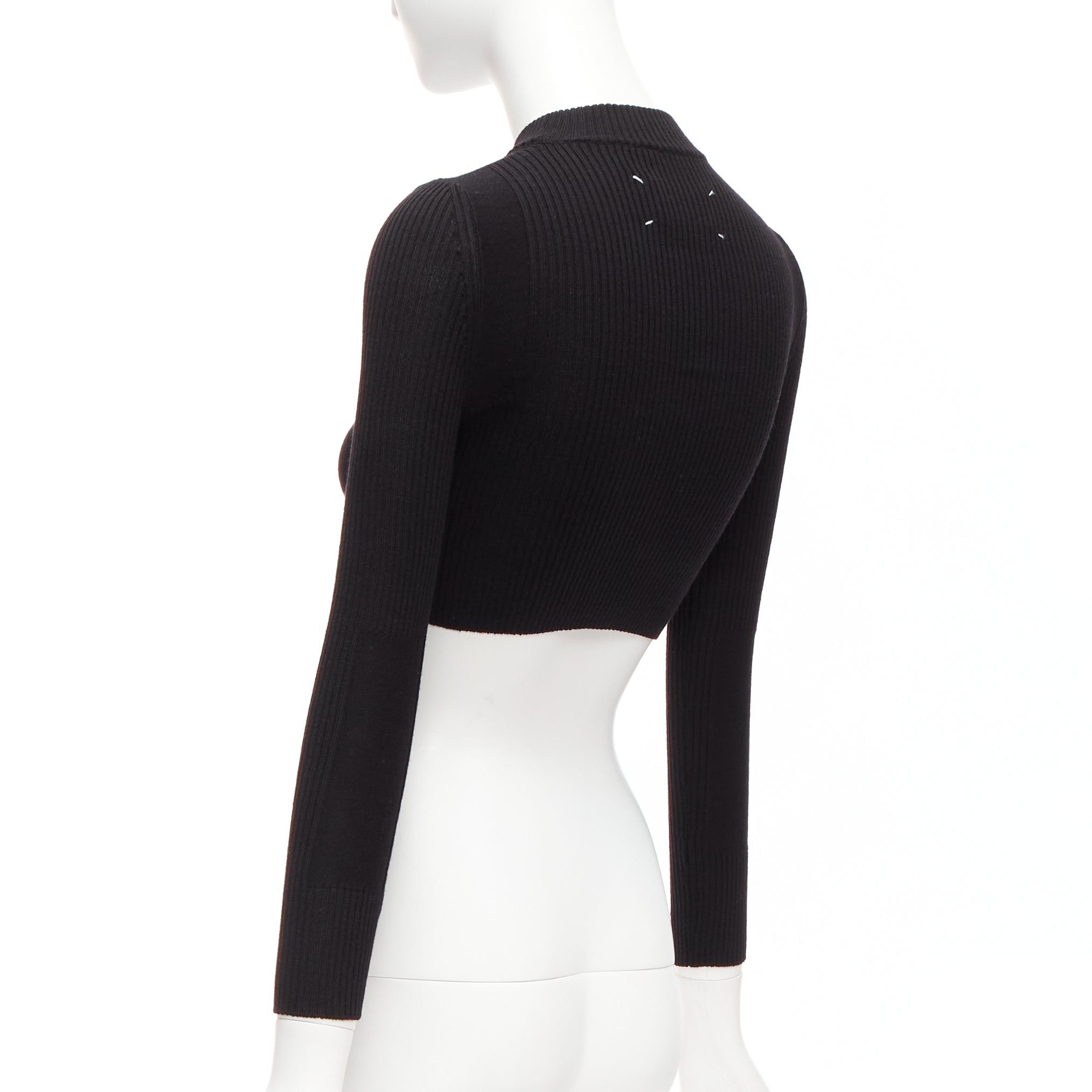 Maison Margiela MAISON MARGIELA 2015 100% wool black crew ribbed sock knit crop top XS Size S / US 4 / IT 40 - 6 Thumbnail