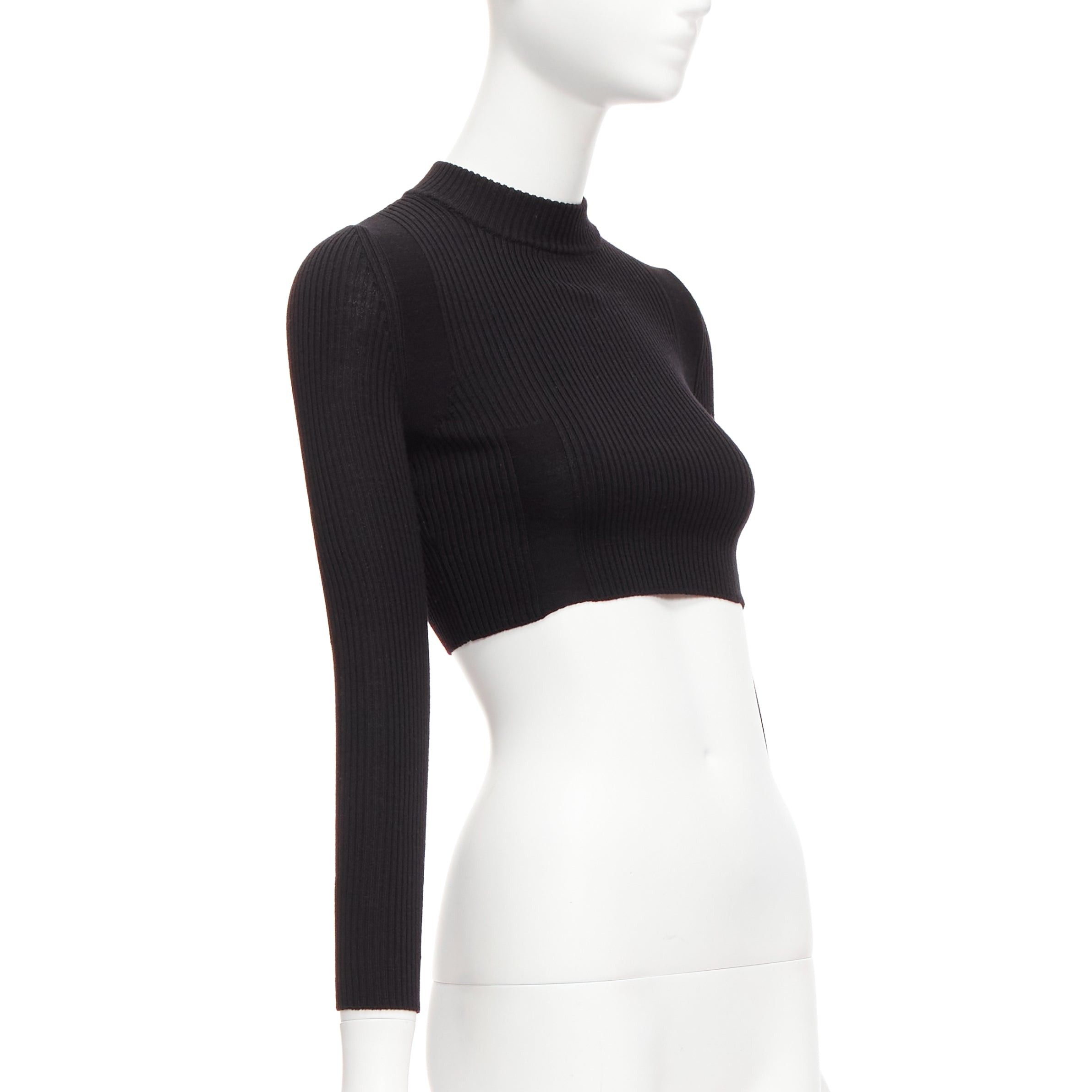 Maison Margiela MAISON MARGIELA 2015 100% wool black crew ribbed sock knit crop top XS Size S / US 4 / IT 40 - 3 Thumbnail