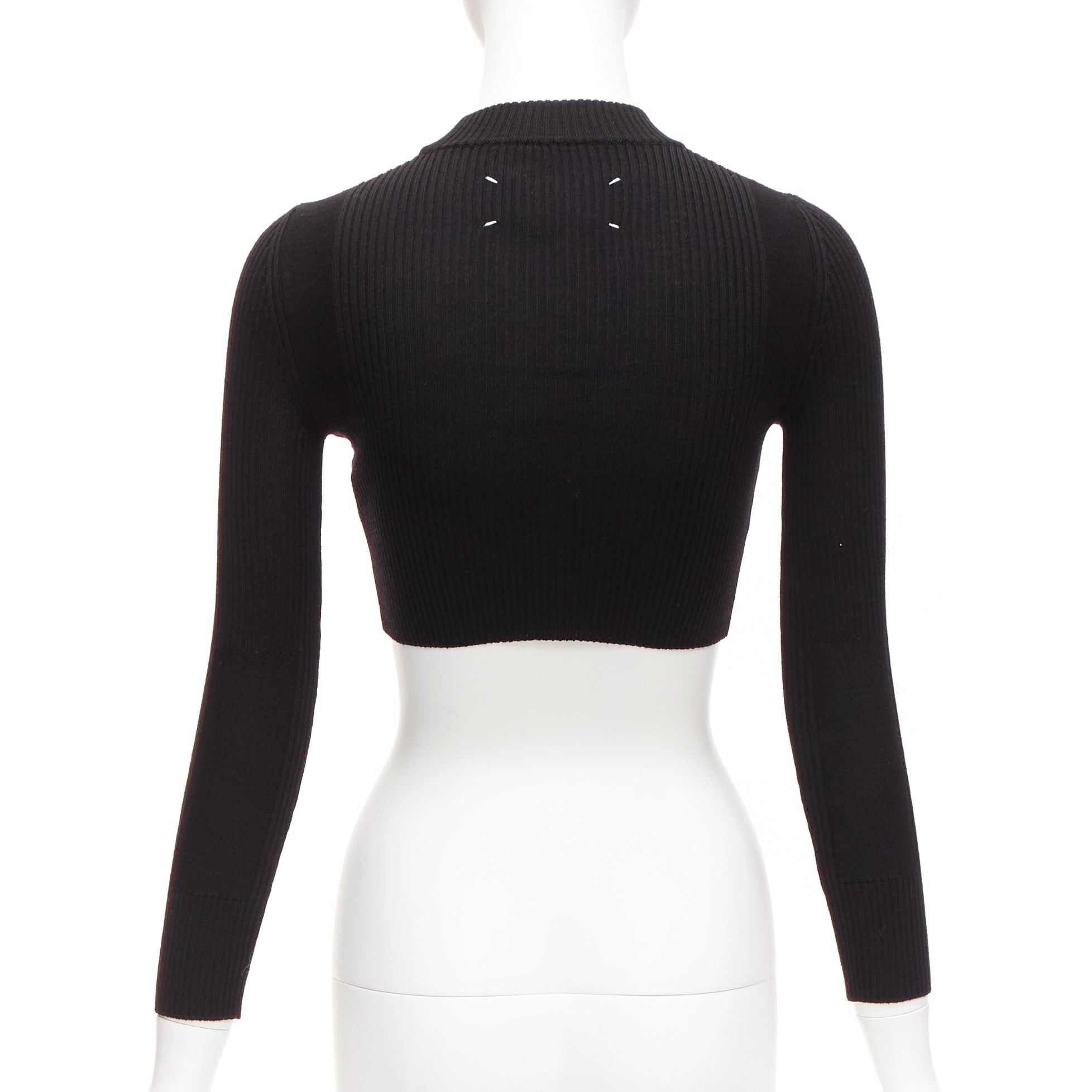 Maison Margiela MAISON MARGIELA 2015 100% wool black crew ribbed sock knit crop top XS Size S / US 4 / IT 40 - 5 Thumbnail