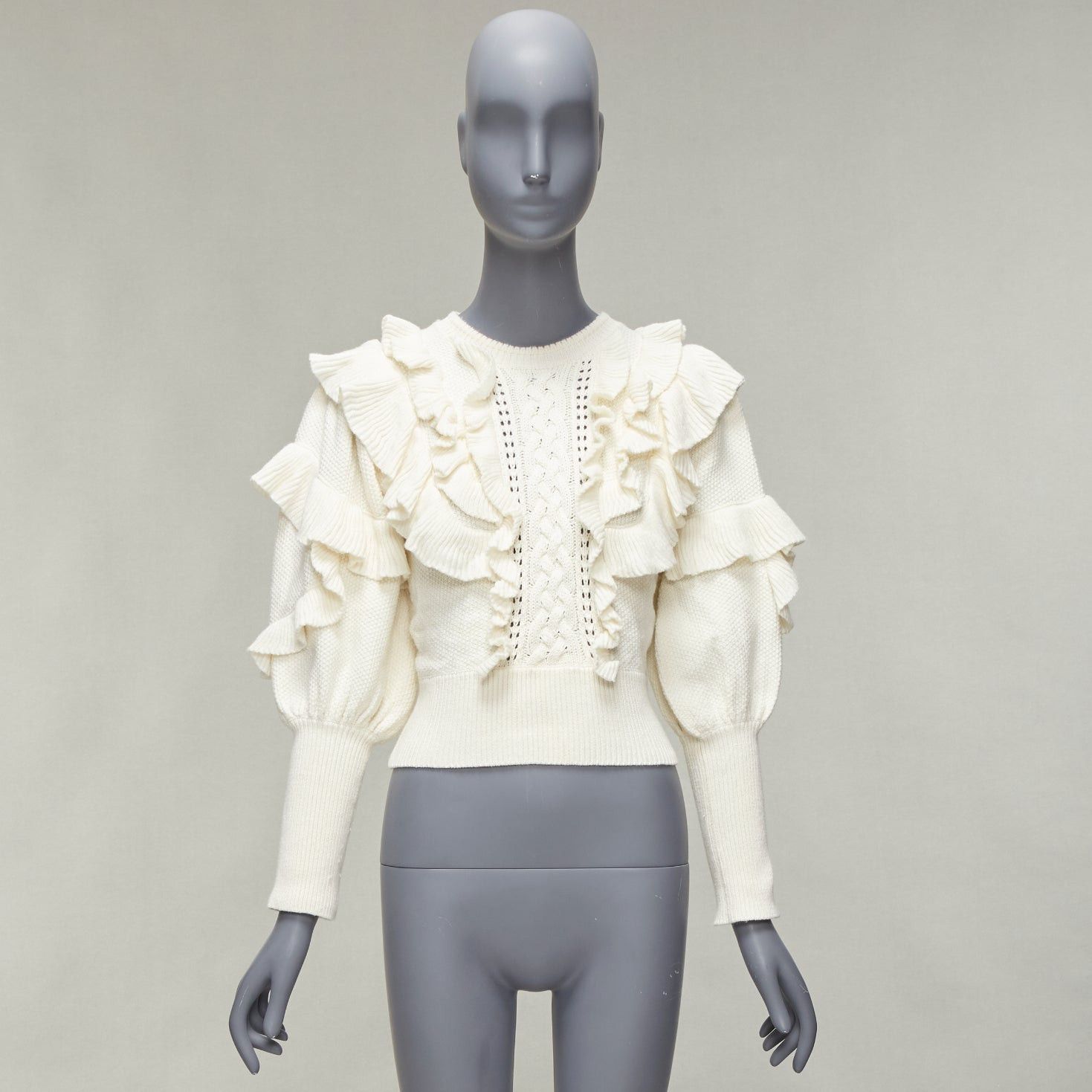 Zimmermann ZIMMERMANN cream cotton creme botanica flounce ruffled cotton sweater US0 XS Size XS / US 0-2 / IT 36-38 - 10 Thumbnail