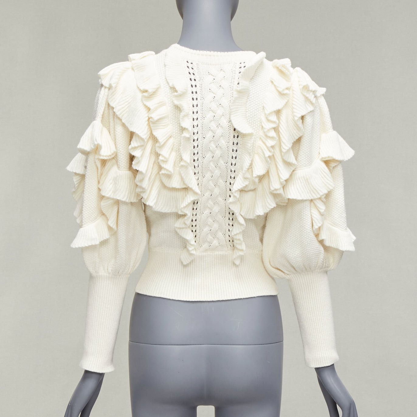 Zimmermann ZIMMERMANN cream cotton creme botanica flounce ruffled cotton sweater US0 XS Size XS / US 0-2 / IT 36-38 - 5 Thumbnail