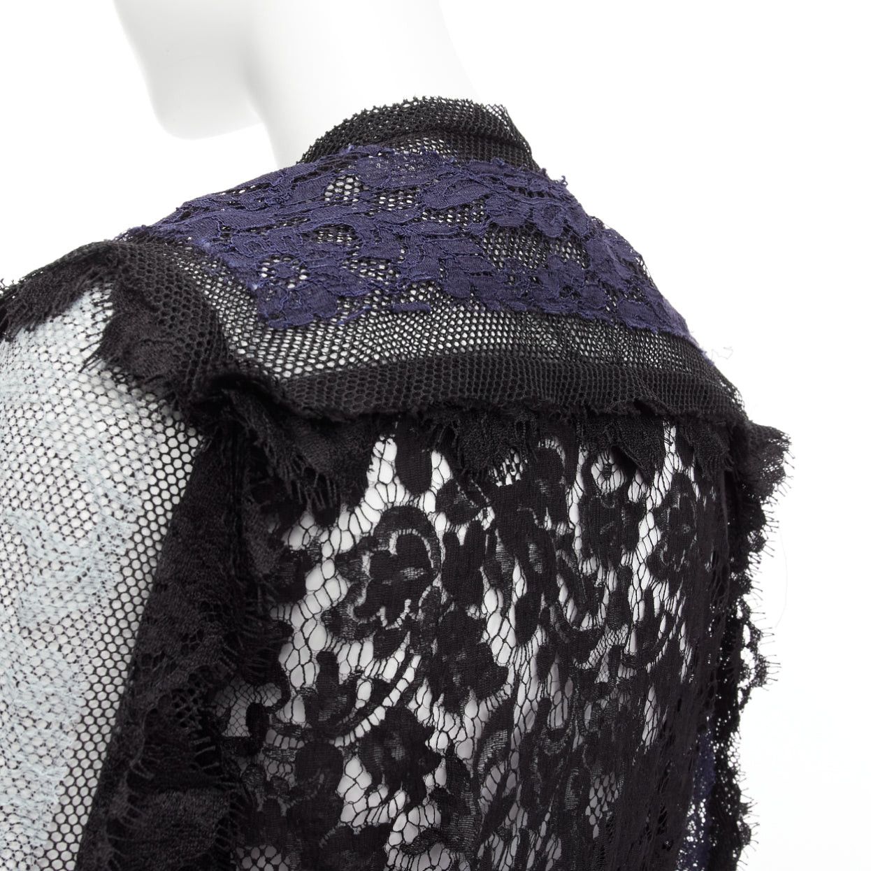 Lanvin LANVIN blue black intricate lace panels sheer long sleeve jacket FR34 XS Size XS / US 0-2 / IT 36-38 - 2 Thumbnail