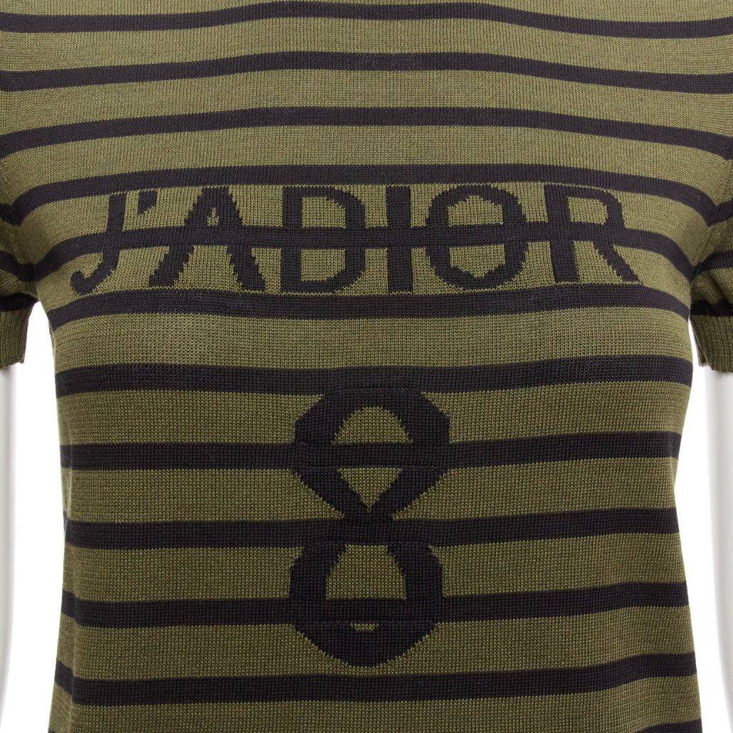 Dior CHRISTIAN DIOR J'Adior 8 green stripe silk cotton knitted top FR34 XS Size XS / US 0-2 / IT 36-38 - 2 Thumbnail