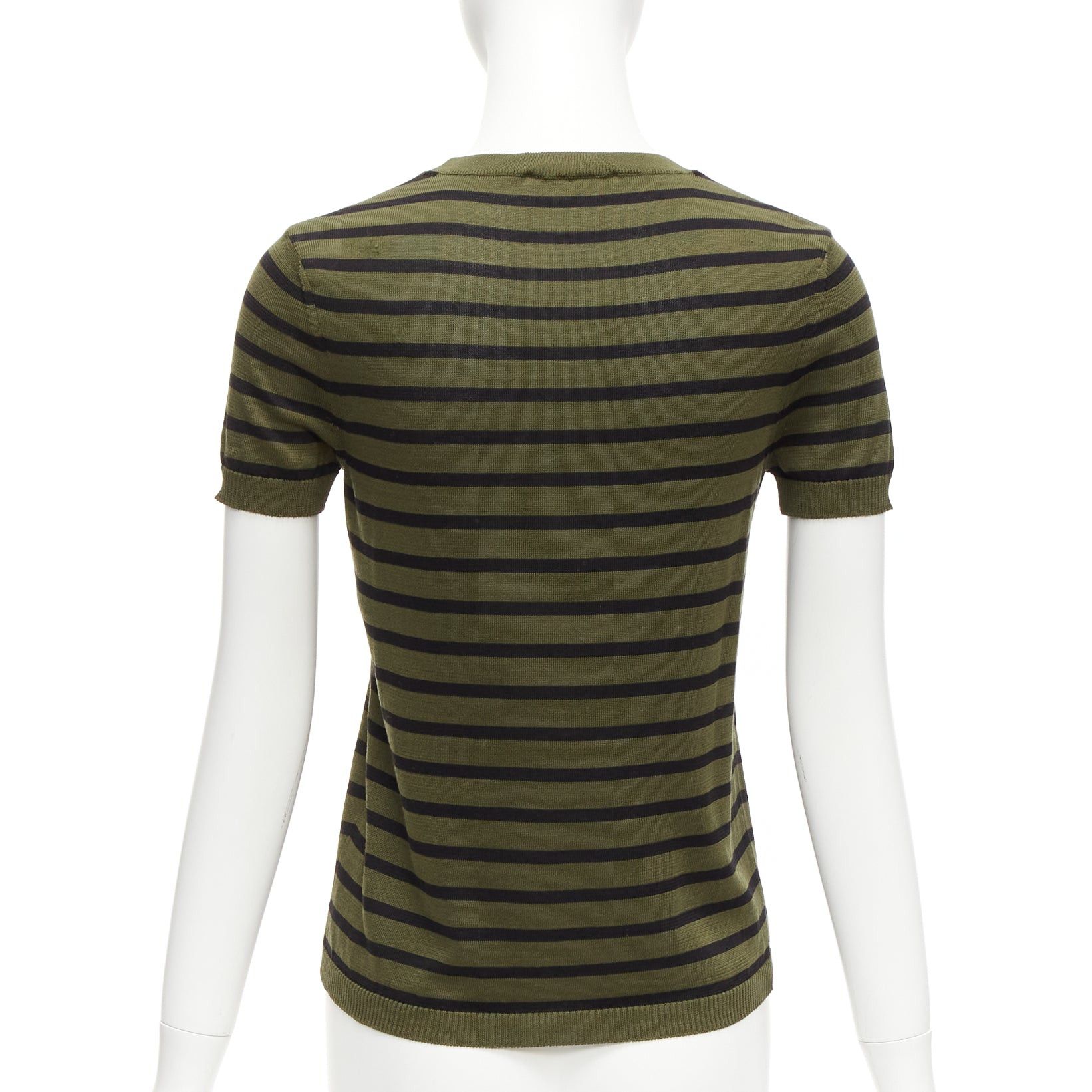 Dior CHRISTIAN DIOR J'Adior 8 green stripe silk cotton knitted top FR34 XS Size XS / US 0-2 / IT 36-38 - 5 Thumbnail