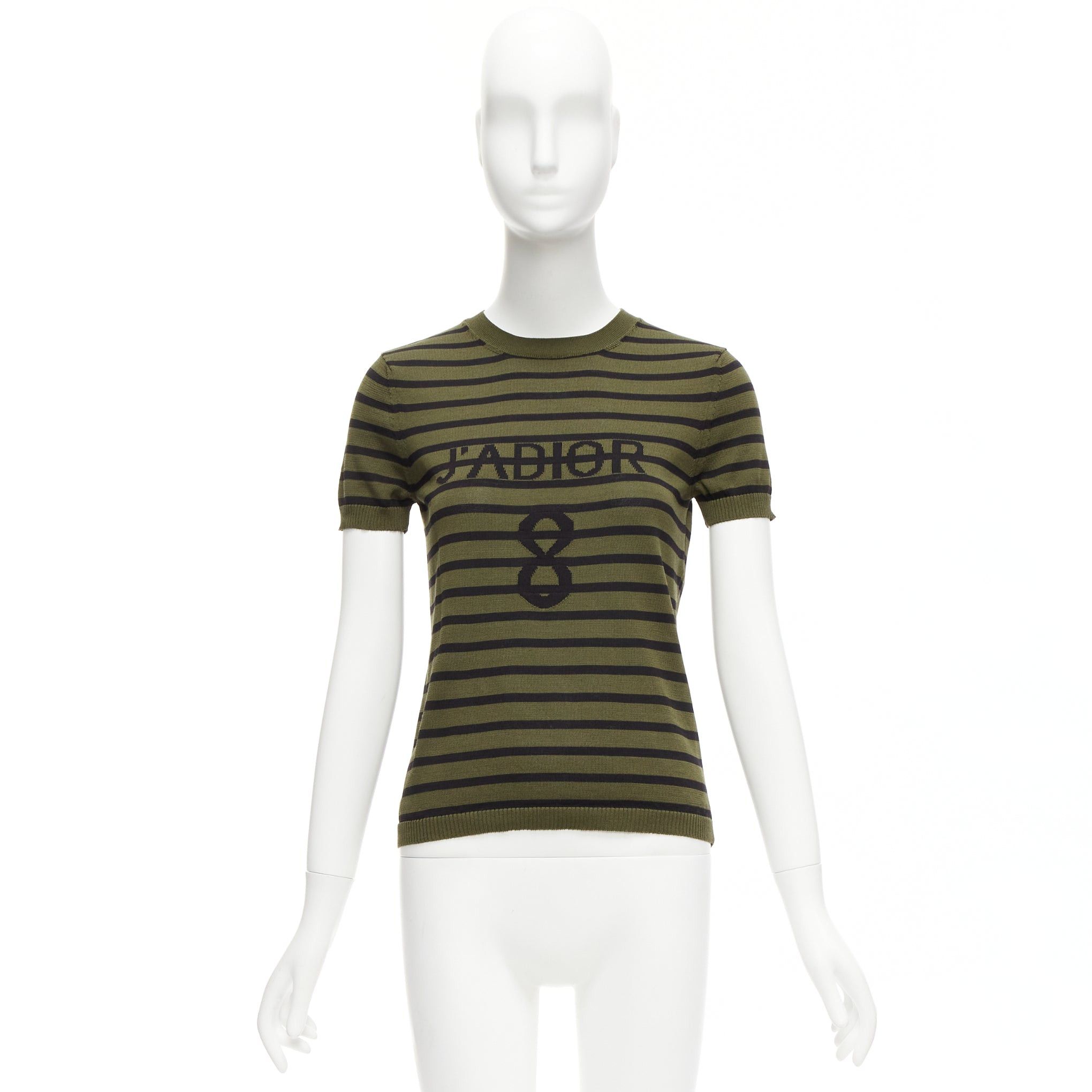 Dior CHRISTIAN DIOR J'Adior 8 green stripe silk cotton knitted top FR34 XS Size XS / US 0-2 / IT 36-38 - 9 Thumbnail