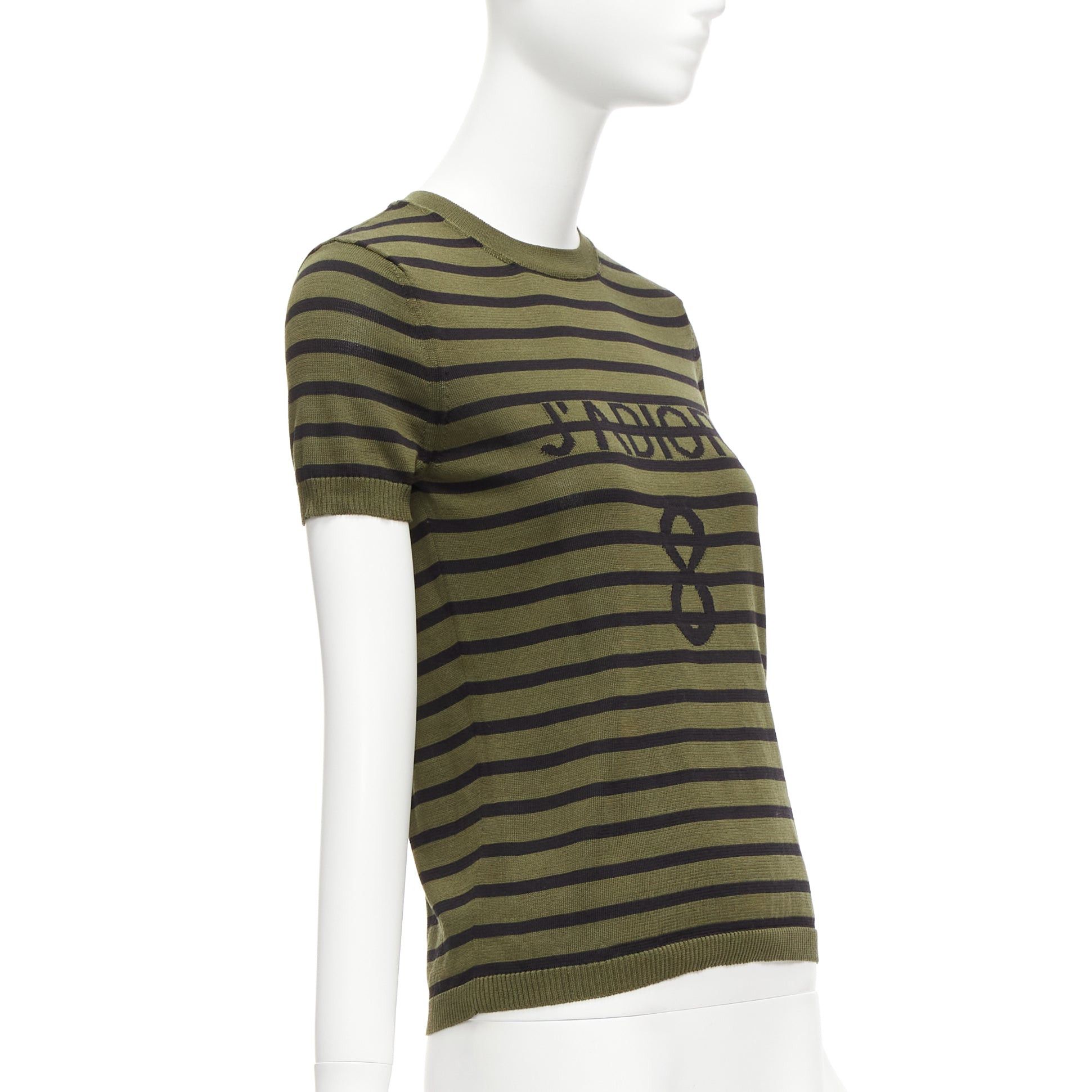Dior CHRISTIAN DIOR J'Adior 8 green stripe silk cotton knitted top FR34 XS Size XS / US 0-2 / IT 36-38 - 3 Thumbnail
