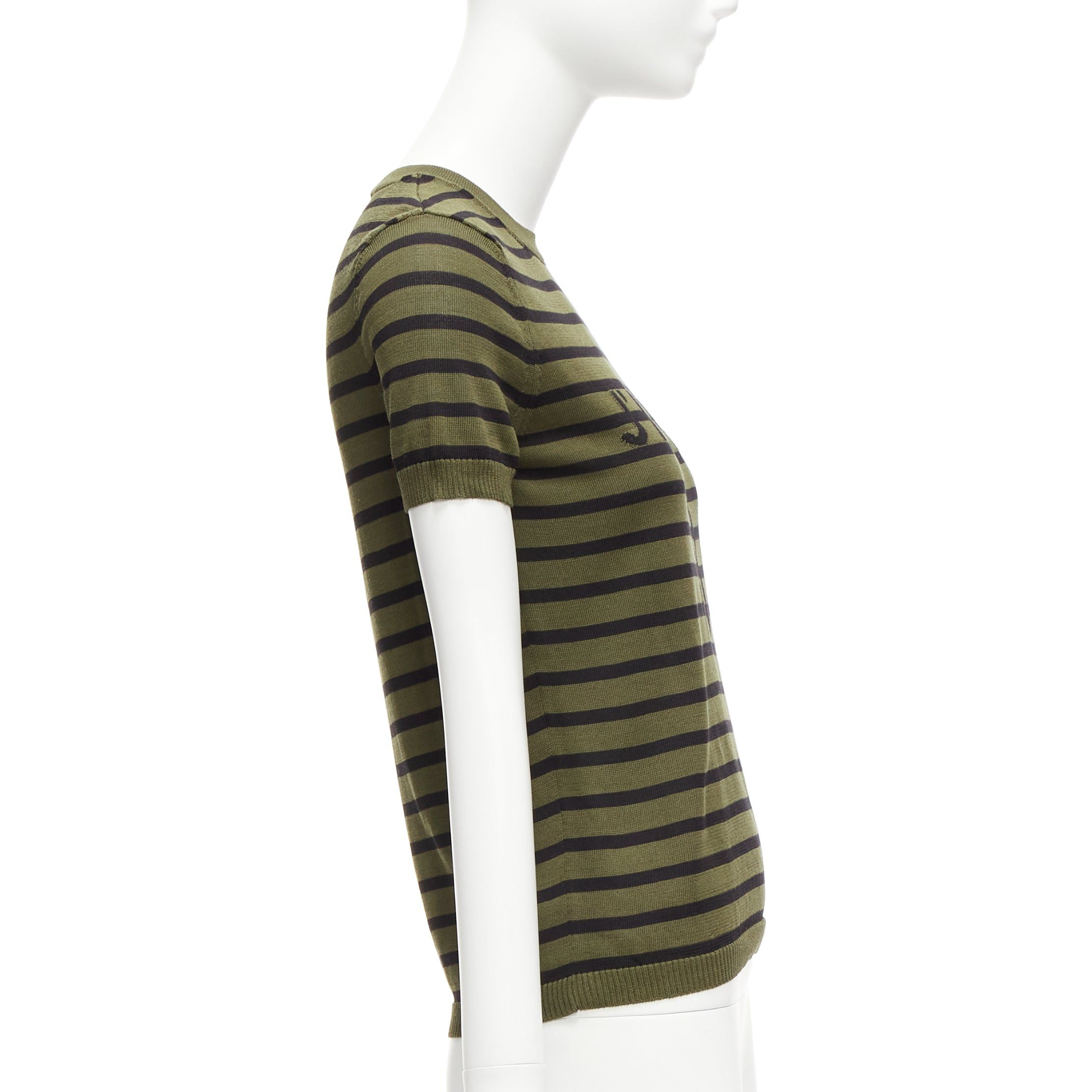 Dior CHRISTIAN DIOR J'Adior 8 green stripe silk cotton knitted top FR34 XS Size XS / US 0-2 / IT 36-38 - 4 Thumbnail