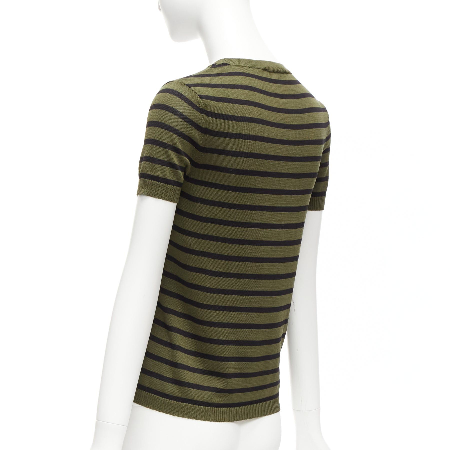 Dior CHRISTIAN DIOR J'Adior 8 green stripe silk cotton knitted top FR34 XS Size XS / US 0-2 / IT 36-38 - 6 Thumbnail
