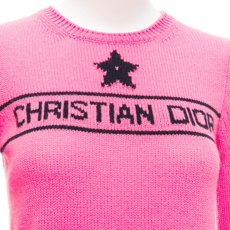 Dior CHRISTIAN DIOR 2022 100% cashmere pink star logo long sleeve sweater FR34 XXS Size XS / US 0-2 / IT 36-38 - 7 Thumbnail