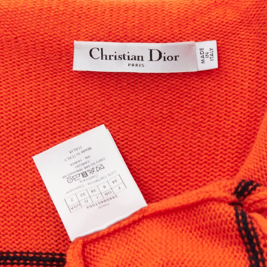 Dior CHRISTIAN DIOR 2022 100% cashmere orange star logo long sleeve button sweater FR34 XXS Size XS / US 0-2 / IT 36-38 - 8 Thumbnail