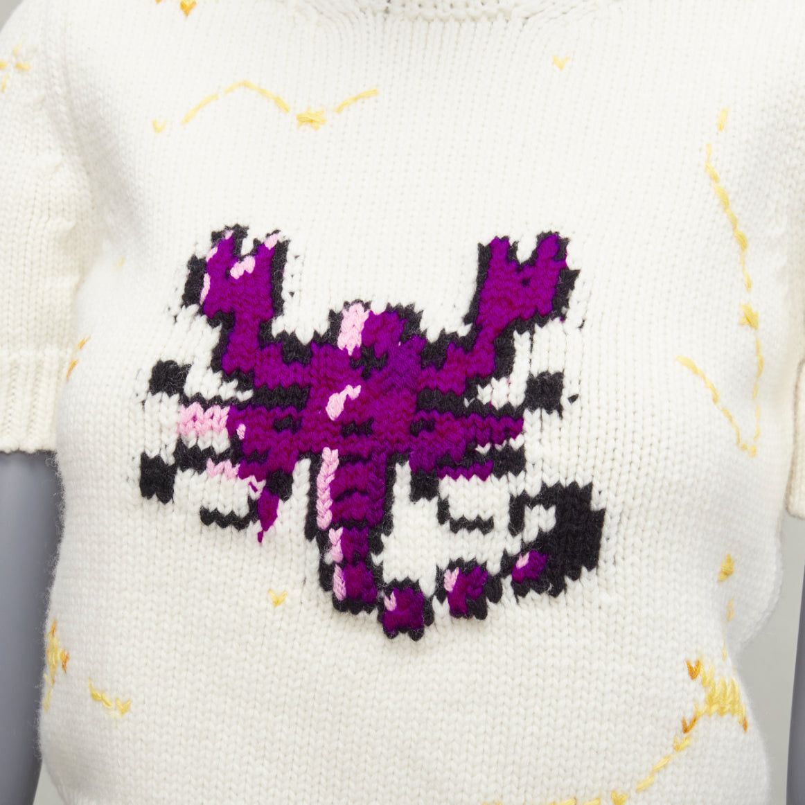 Dior DIOR 2023 cream virgin wool cashmere Scorpio Zodiac cropped sweater top FR34 XS Size XS / US 0-2 / IT 36-38 - 7 Thumbnail