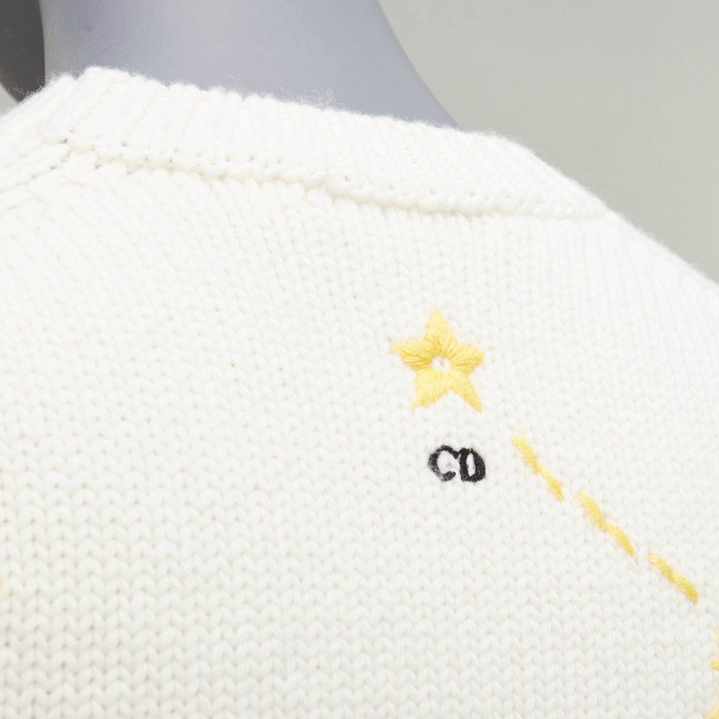 Dior DIOR 2023 cream virgin wool cashmere Scorpio Zodiac cropped sweater top FR34 XS Size XS / US 0-2 / IT 36-38 - 2 Thumbnail