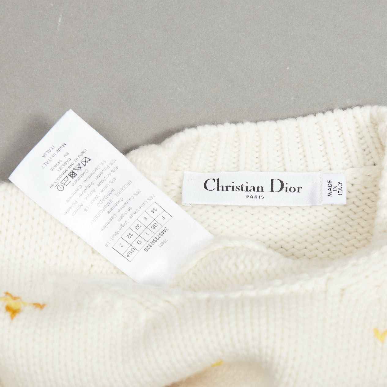 Dior DIOR 2023 cream virgin wool cashmere Scorpio Zodiac cropped sweater top FR34 XS Size XS / US 0-2 / IT 36-38 - 8 Thumbnail