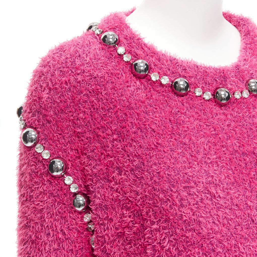 Area AREA pink cotton fluffy knit dome stud extra long sleeve sweater XS Size XS / US 0-2 / IT 36-38 - 2 Thumbnail
