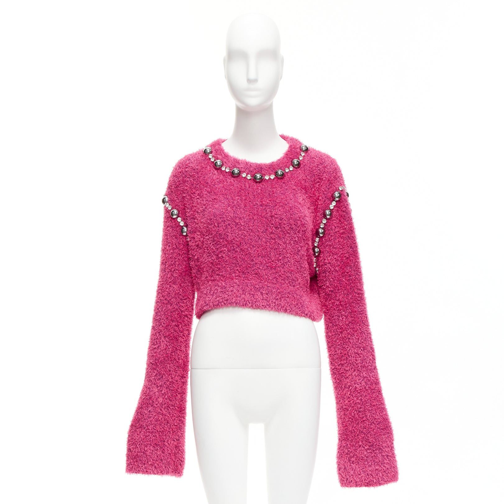 Area AREA pink cotton fluffy knit dome stud extra long sleeve sweater XS Size XS / US 0-2 / IT 36-38 - 9 Thumbnail