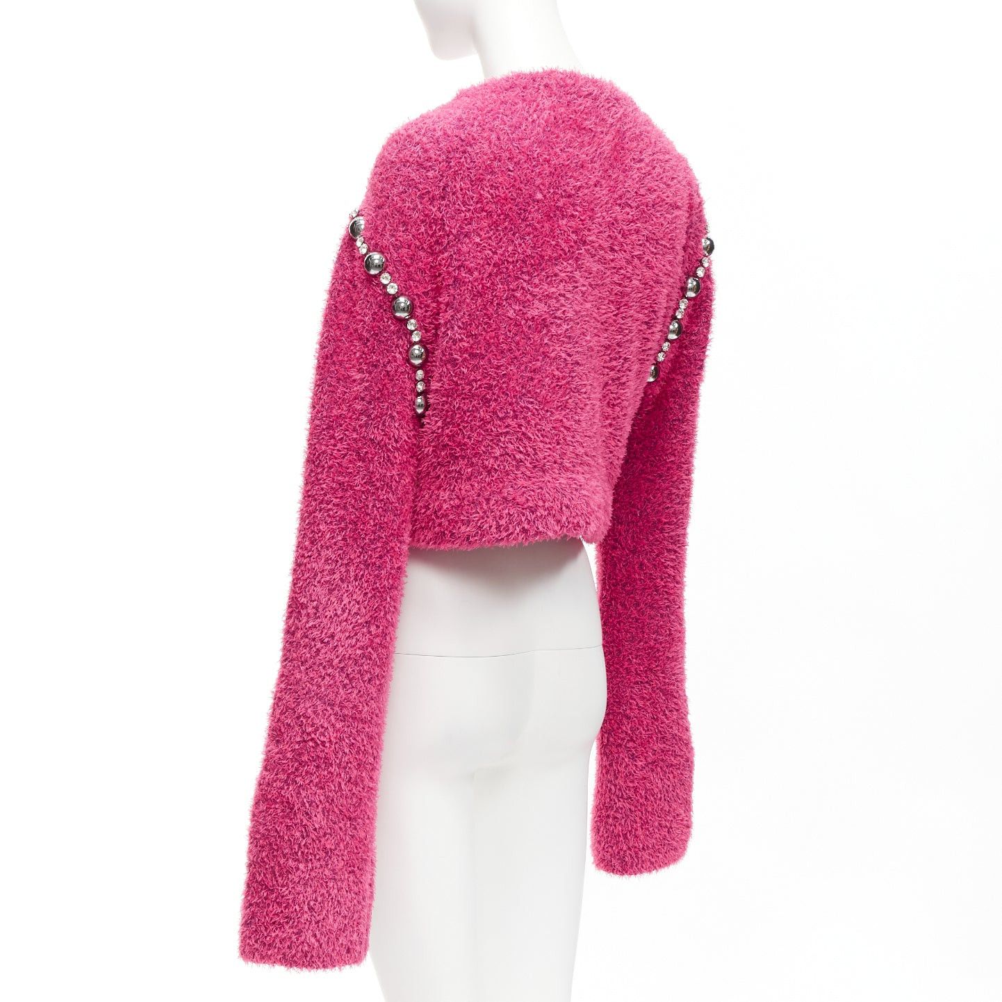 Area AREA pink cotton fluffy knit dome stud extra long sleeve sweater XS Size XS / US 0-2 / IT 36-38 - 6 Thumbnail