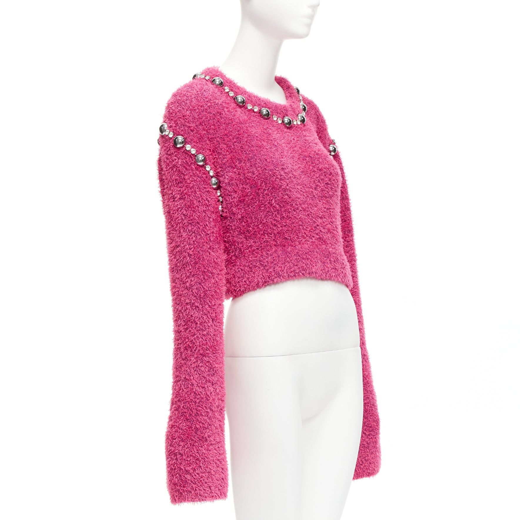 Area AREA pink cotton fluffy knit dome stud extra long sleeve sweater XS Size XS / US 0-2 / IT 36-38 - 3 Thumbnail