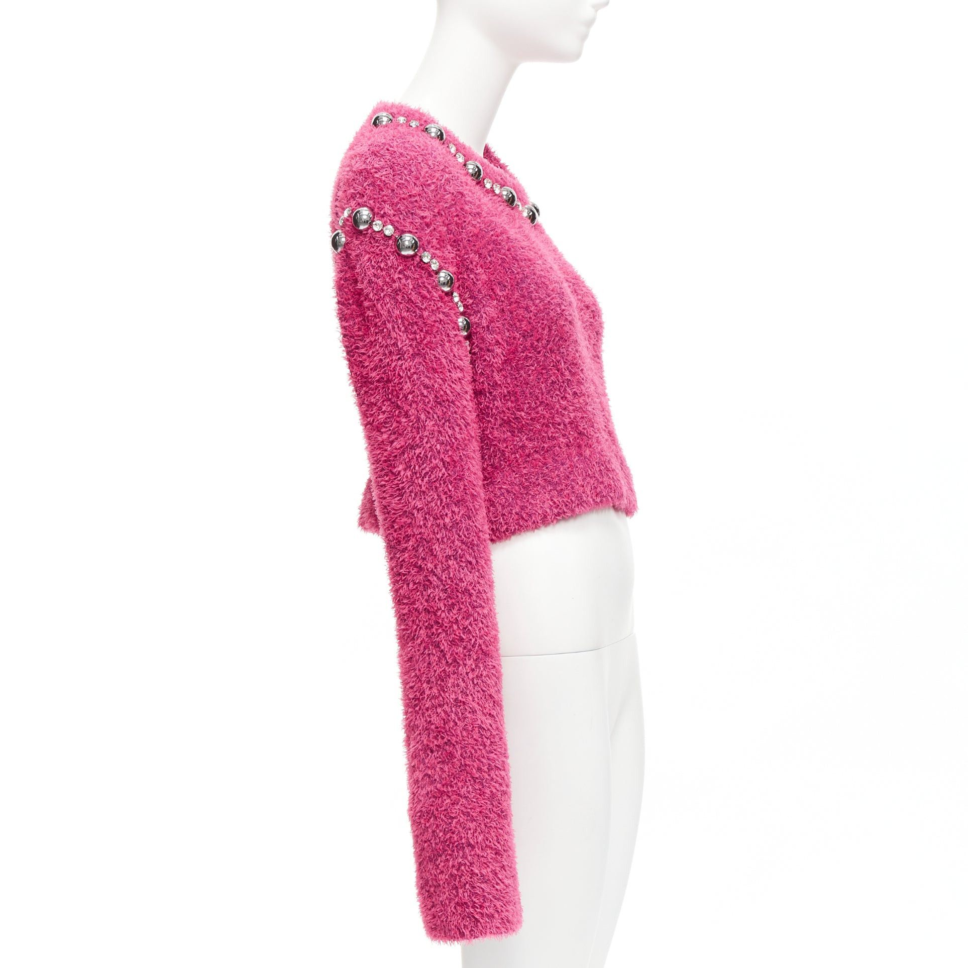 Area AREA pink cotton fluffy knit dome stud extra long sleeve sweater XS Size XS / US 0-2 / IT 36-38 - 4 Thumbnail