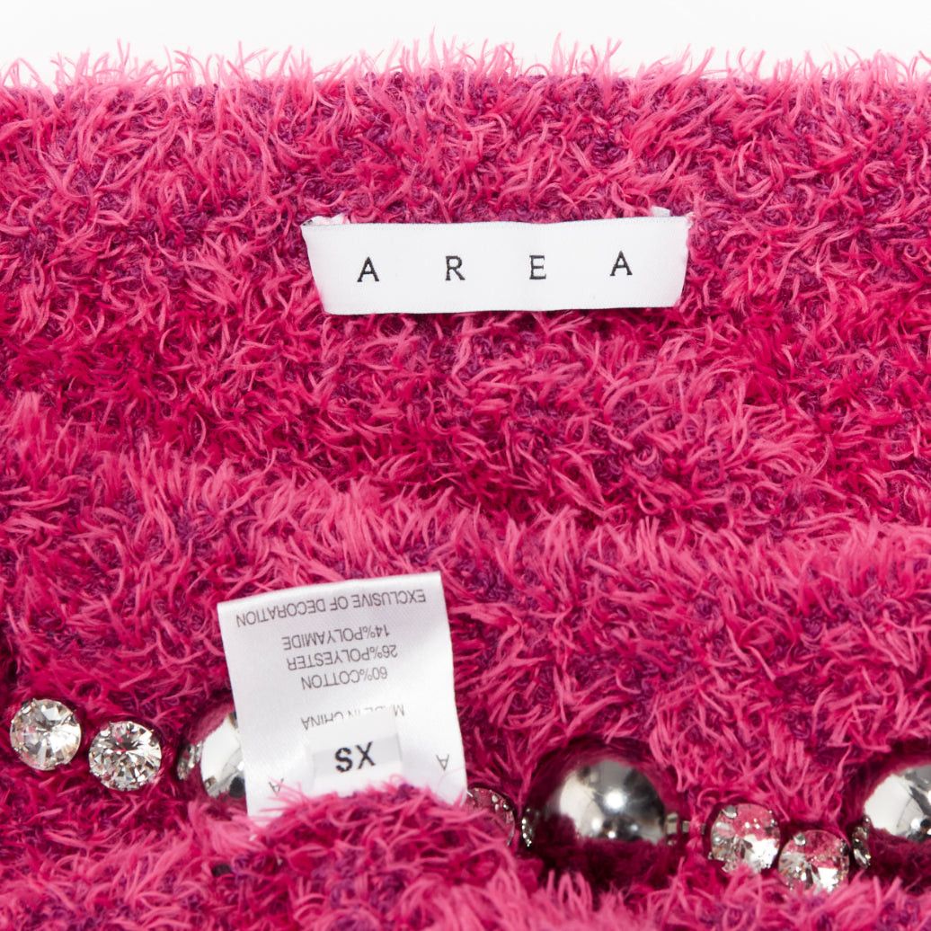 Area AREA pink cotton fluffy knit dome stud extra long sleeve sweater XS Size XS / US 0-2 / IT 36-38 - 8 Thumbnail