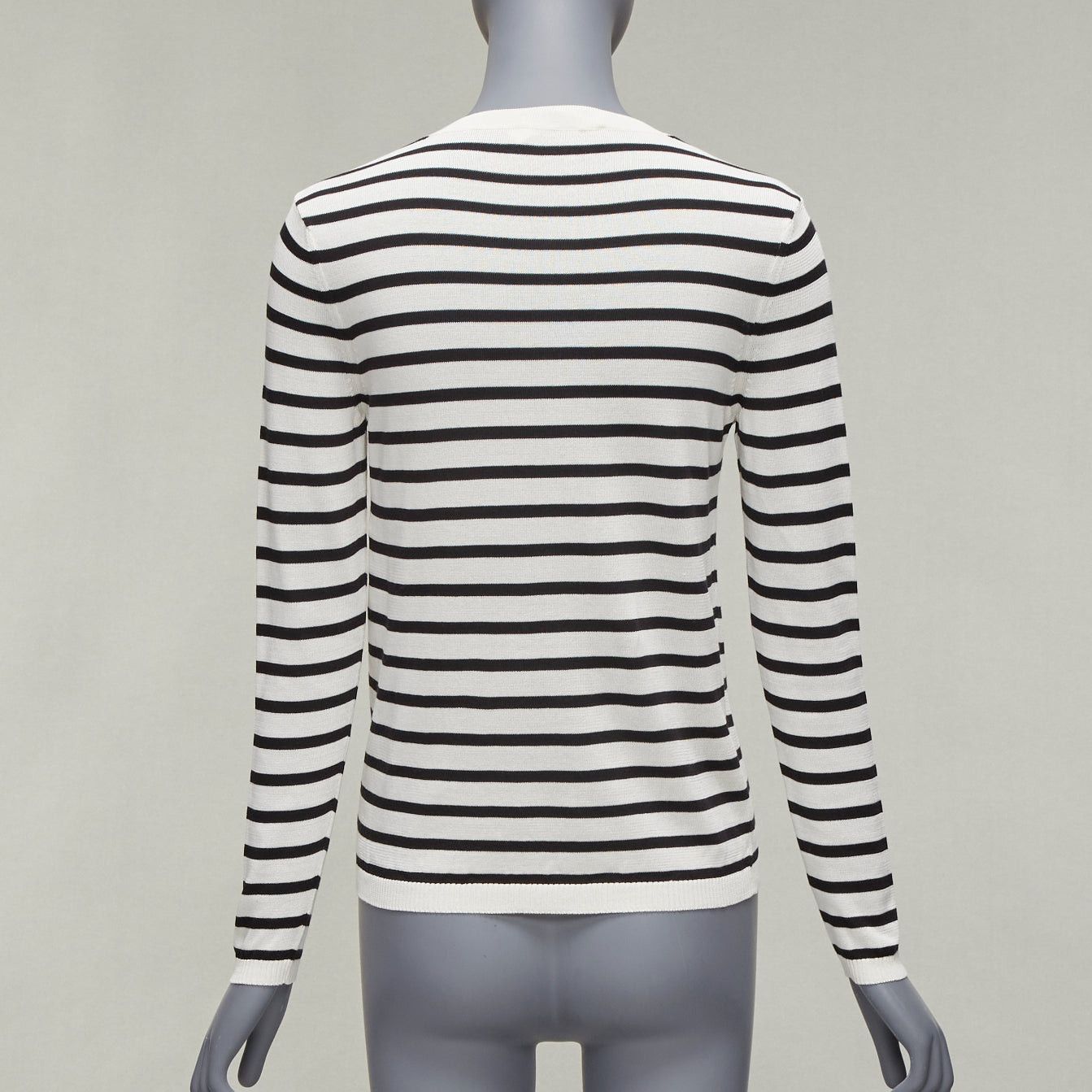 Dior CHRISTIAN DIOR Jadior 8 black cream silk cotton long sleeve crew sweater FR34 XS Size XS / US 0-2 / IT 36-38 - 5 Thumbnail