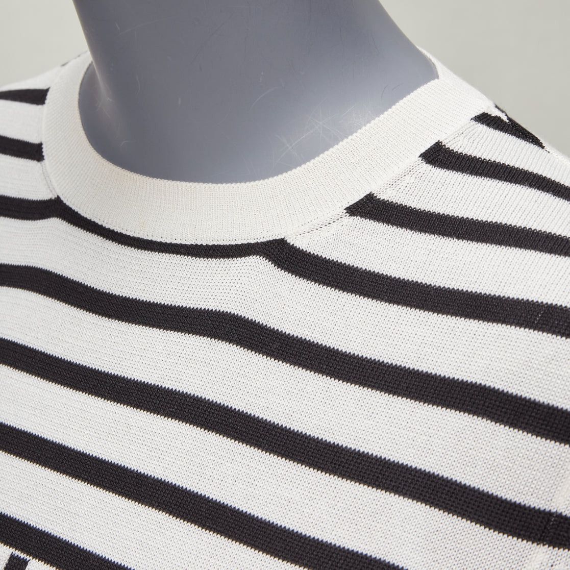 Dior CHRISTIAN DIOR Jadior 8 black cream silk cotton long sleeve crew sweater FR34 XS Size XS / US 0-2 / IT 36-38 - 7 Thumbnail