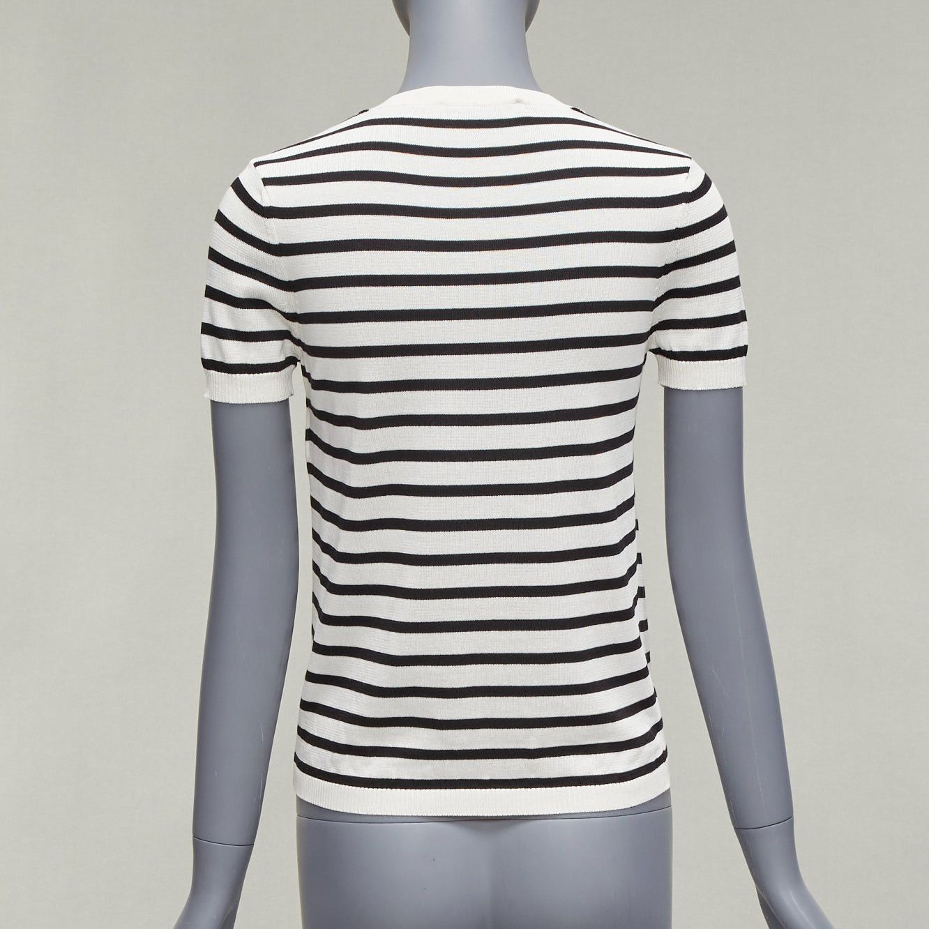 Dior CHRISTIAN DIOR Jadior 8 black cream short sleeve crew neck sweater FR34 XS Size XS / US 0-2 / IT 36-38 - 5 Thumbnail