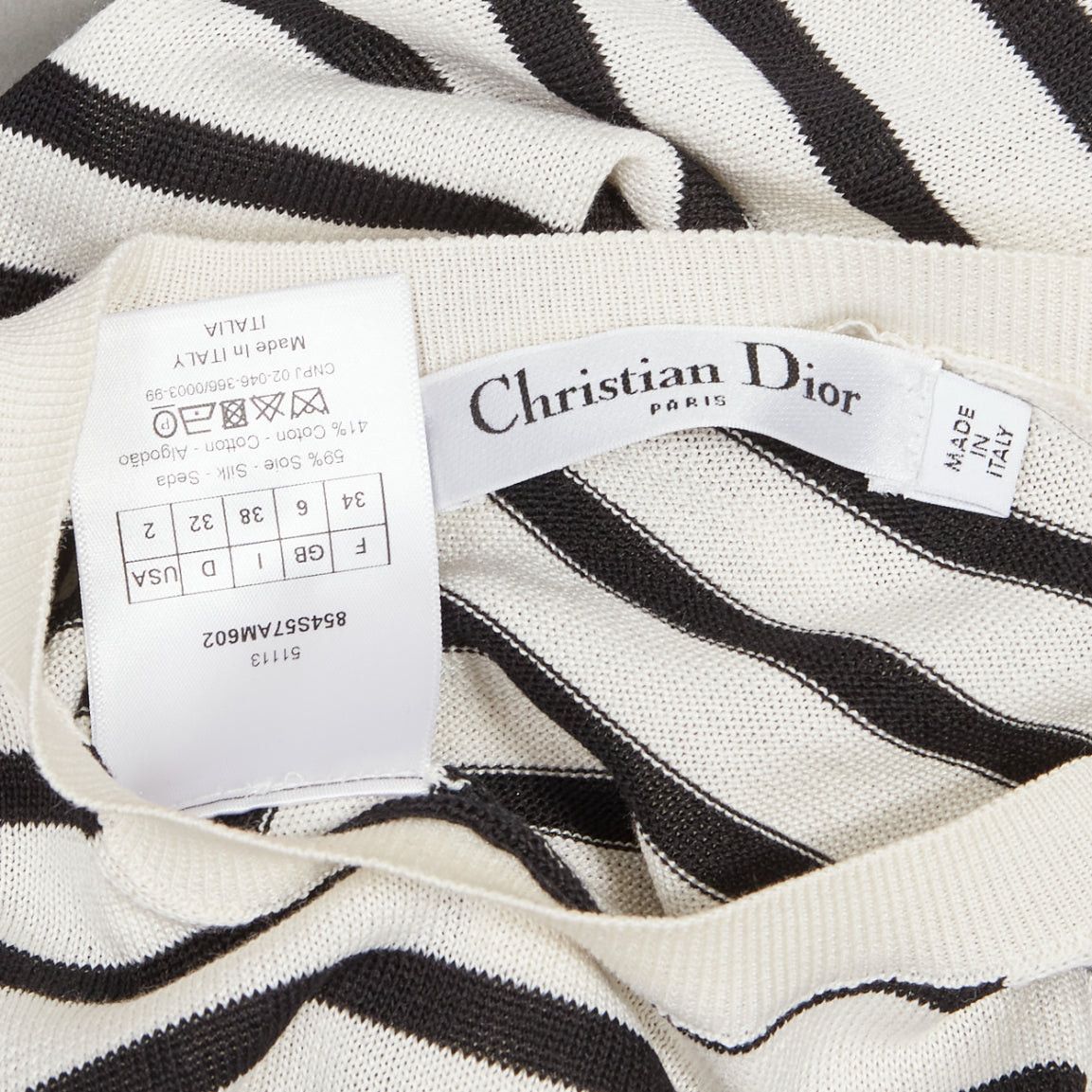 Dior CHRISTIAN DIOR Jadior 8 black cream short sleeve crew neck sweater FR34 XS Size XS / US 0-2 / IT 36-38 - 9 Thumbnail