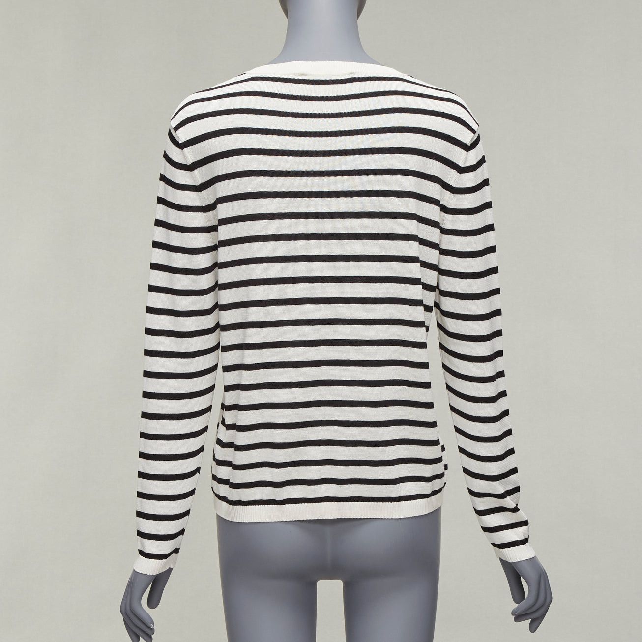 Dior CHRISTIAN DIOR Jadior 8 cream black stripe long sleeve crew sweater FR40 L Size M / US 6-8 / IT 42-44 - 5 Thumbnail