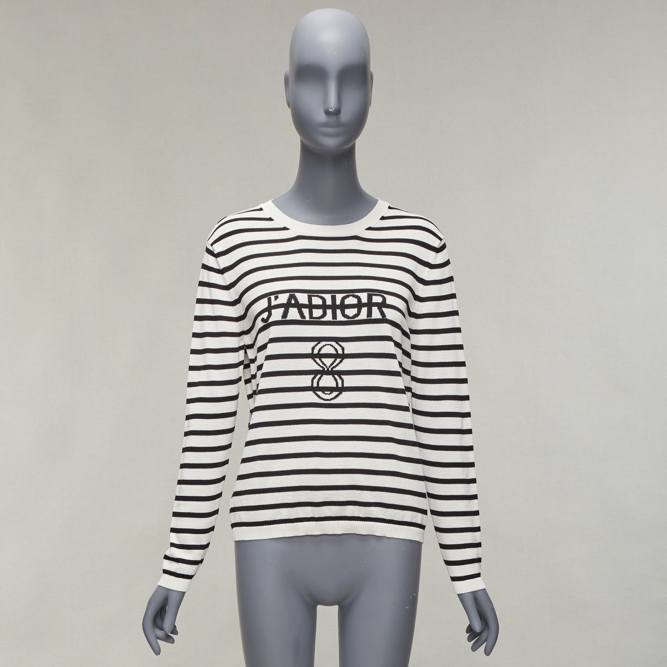 Dior CHRISTIAN DIOR Jadior 8 cream black stripe long sleeve crew sweater FR40 L Size M / US 6-8 / IT 42-44 - 10 Thumbnail