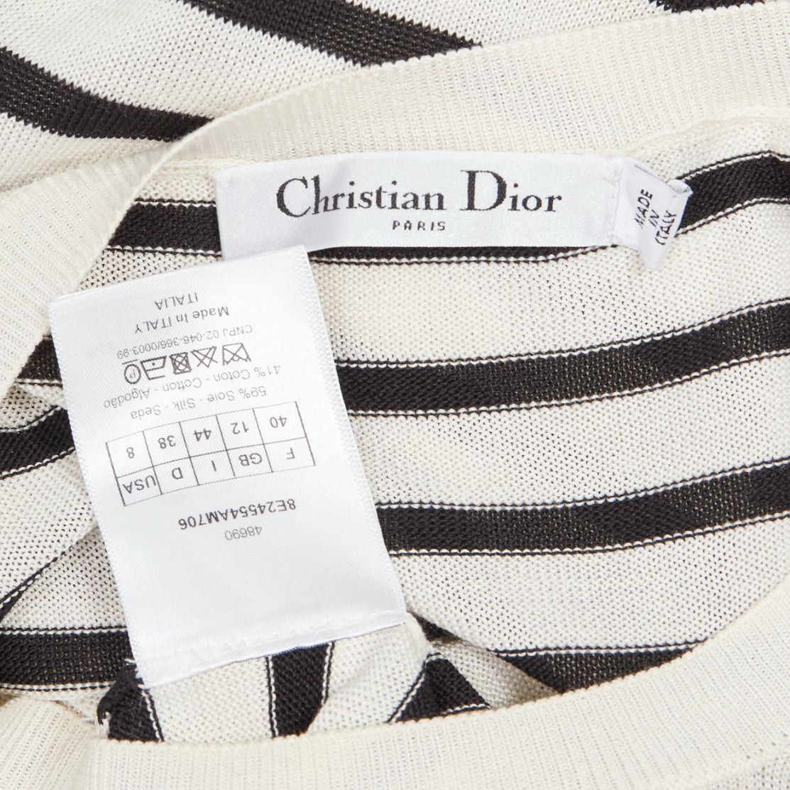 Dior CHRISTIAN DIOR Jadior 8 cream black stripe long sleeve crew sweater FR40 L Size M / US 6-8 / IT 42-44 - 9 Thumbnail