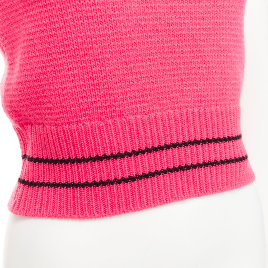 Dior CHRISTIAN DIOR 2022 100% cashmere pink black logo puff sleeve crop sweater FR34 XXS Size XS / US 0-2 / IT 36-38 - 7 Thumbnail