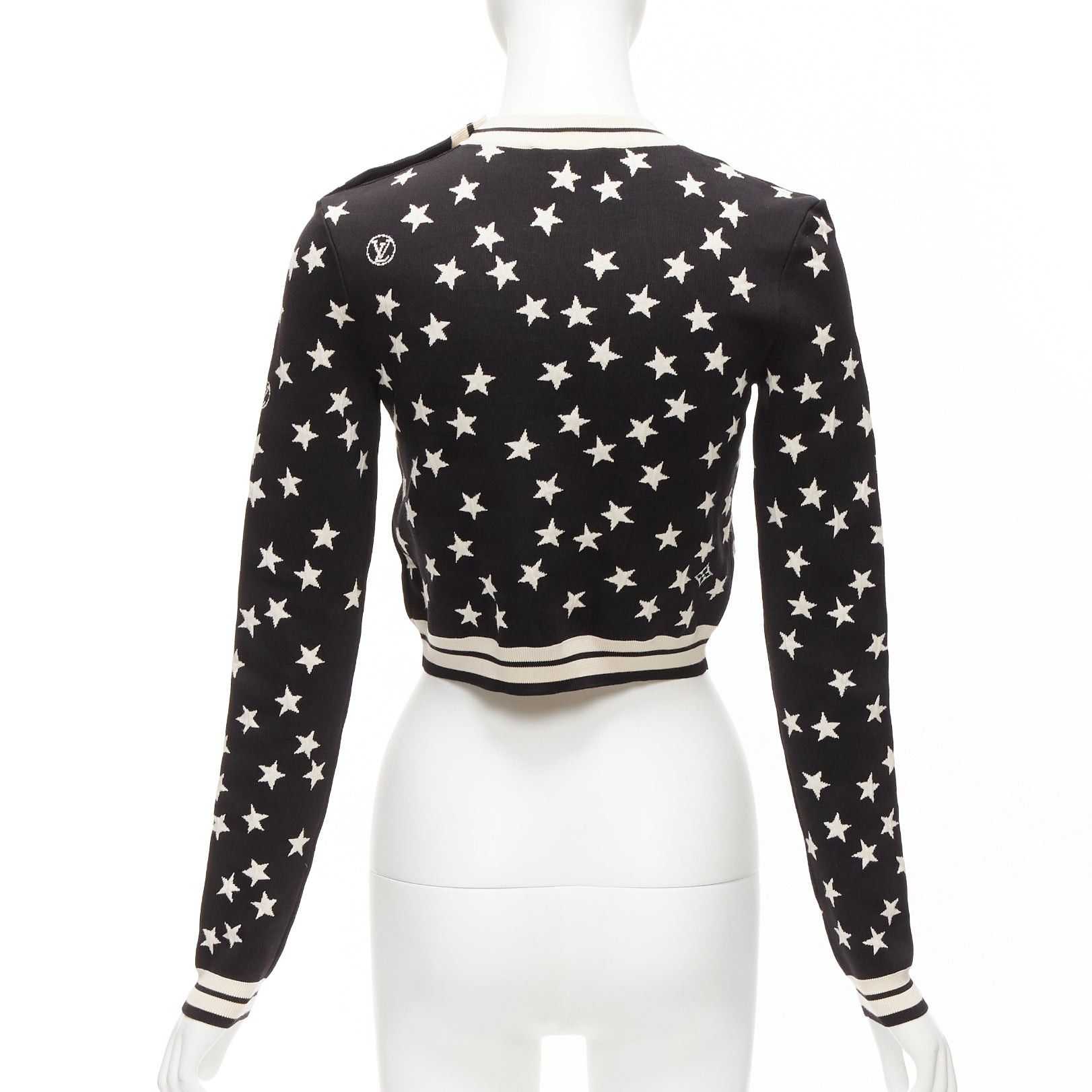 Louis Vuitton LOUIS VUITTON 2022 black white star LV logo silk blend crop sweater S Size S / US 4 / IT 40 - 5 Thumbnail