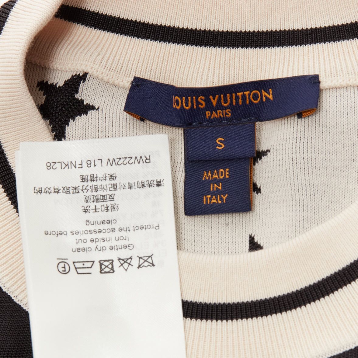Louis Vuitton LOUIS VUITTON 2022 black white star LV logo silk blend crop sweater S Size S / US 4 / IT 40 - 8 Thumbnail