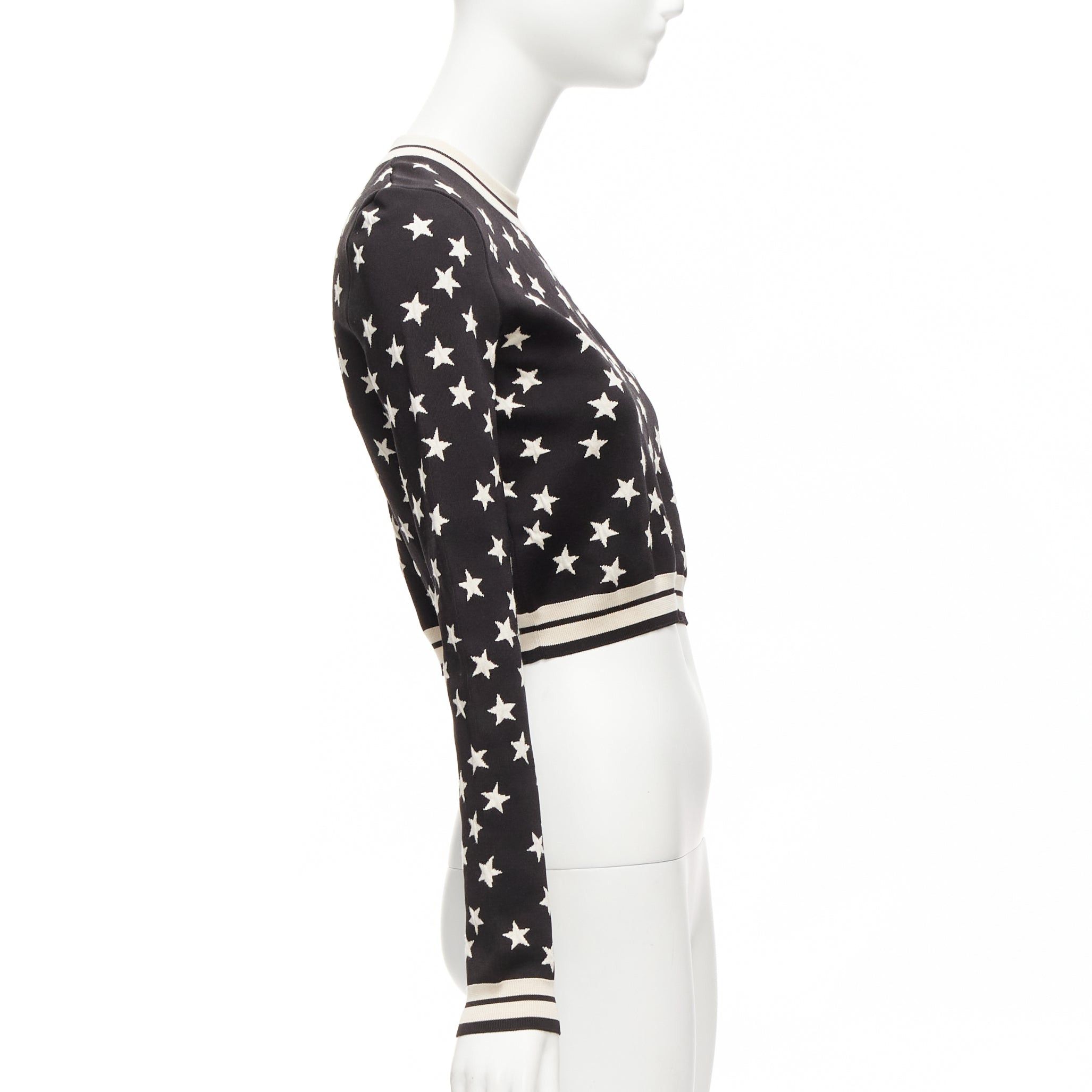Louis Vuitton LOUIS VUITTON 2022 black white star LV logo silk blend crop sweater S Size S / US 4 / IT 40 - 4 Thumbnail