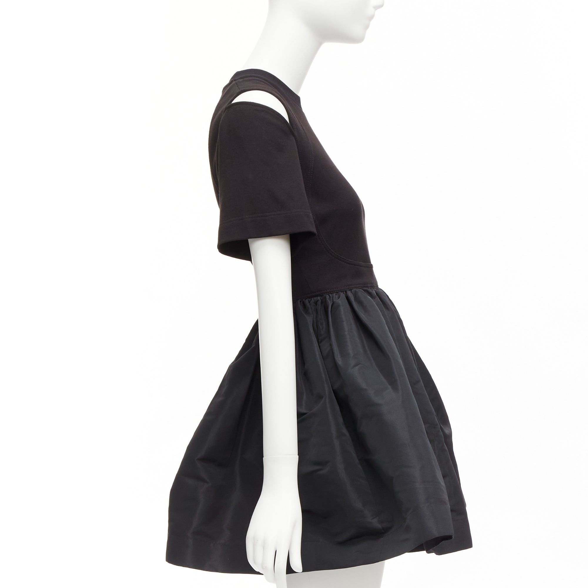Alexander McQueen ALEXANDER MCQUEEN black cold shoulder fit flared taffeta skirt skater dress IT36 XXS Size XS / US 0-2 / IT 36-38 - 4 Thumbnail