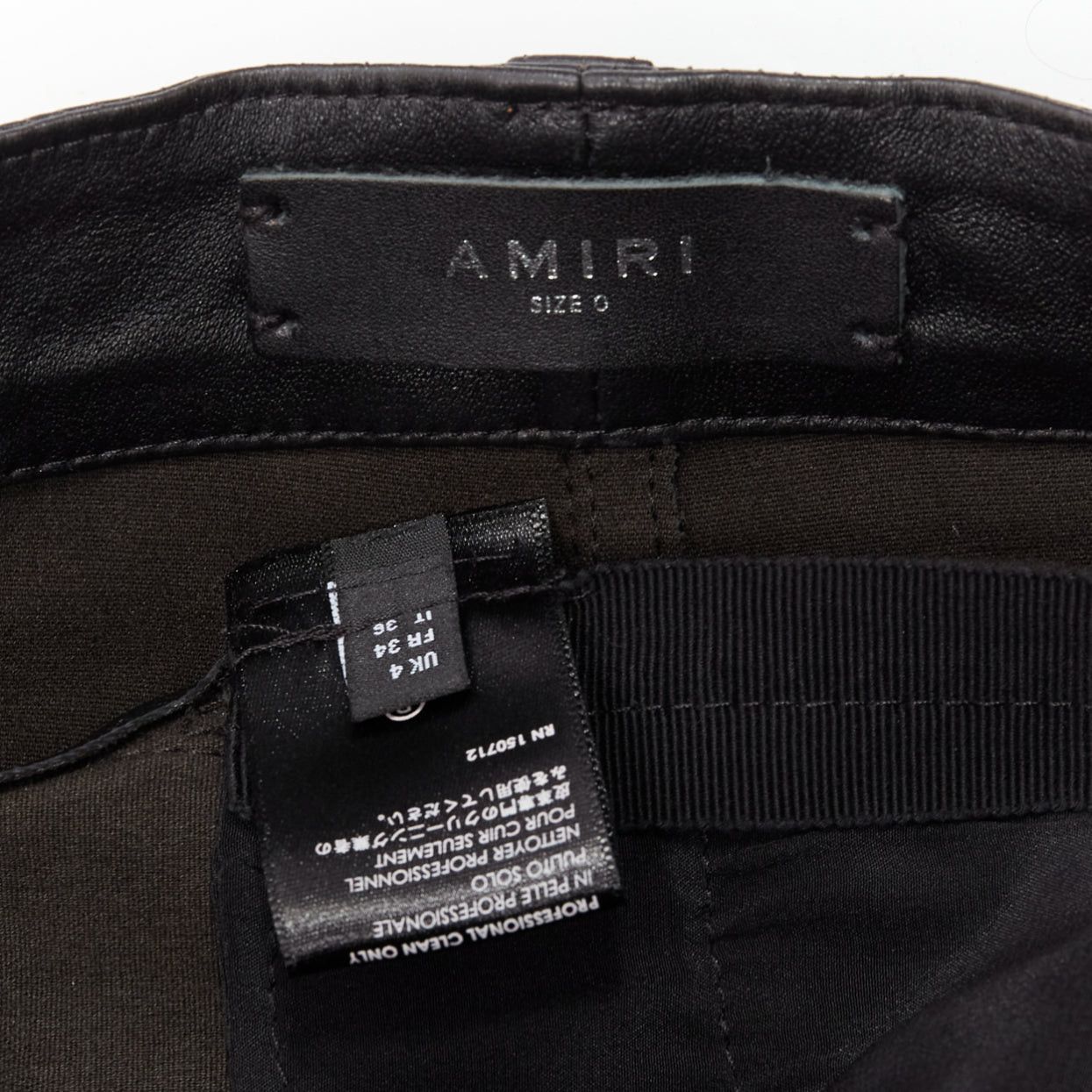 Amiri AMIRI black genuine leather high low back pockets mini skirt US0 XS Size 26" / US 2 / IT 38 - 8 Thumbnail