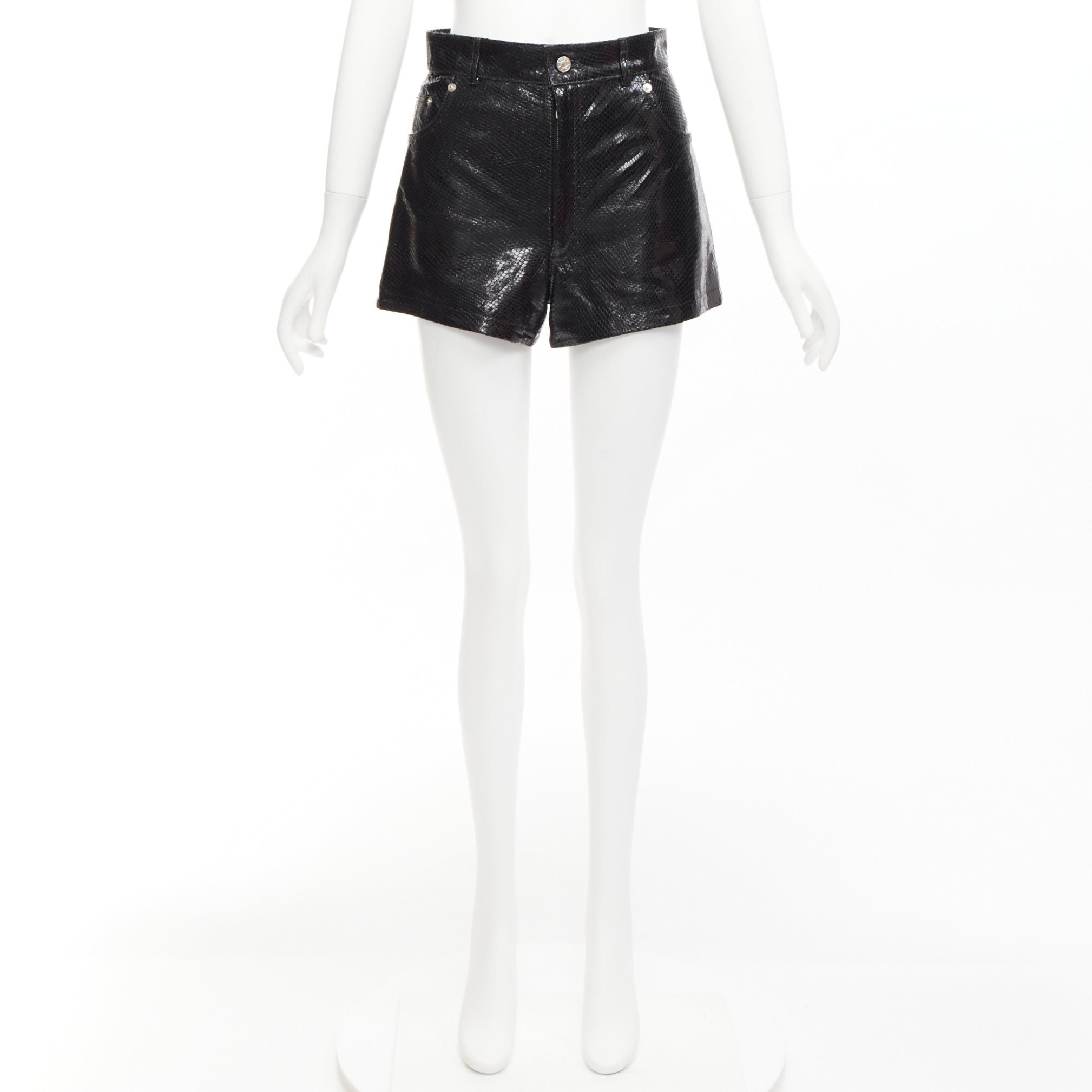Other MANOKHI black genuine scaled leather high waisted shorts FR36 XS Size 27" / US 4 / IT 40 - 9 Thumbnail