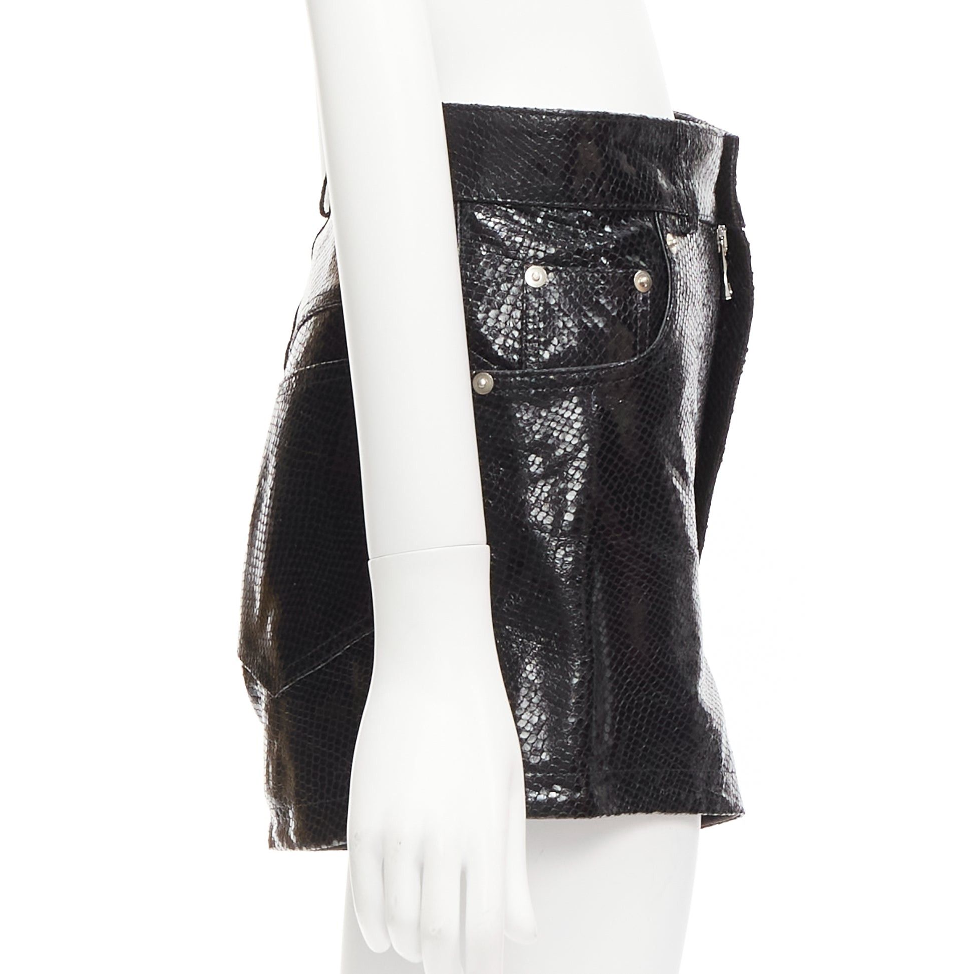 Other MANOKHI black genuine scaled leather high waisted shorts FR36 XS Size 27" / US 4 / IT 40 - 4 Thumbnail