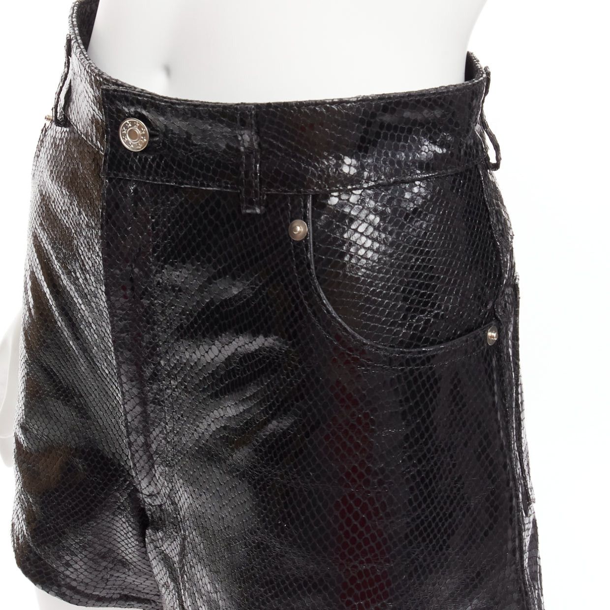 Other MANOKHI black genuine scaled leather high waisted shorts FR36 XS Size 27" / US 4 / IT 40 - 2 Thumbnail
