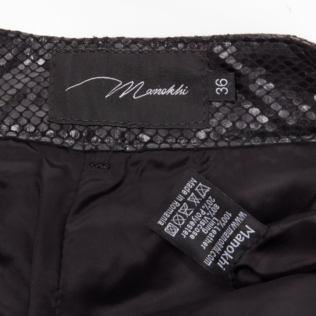 Other MANOKHI black genuine scaled leather high waisted shorts FR36 XS Size 27" / US 4 / IT 40 - 8 Thumbnail