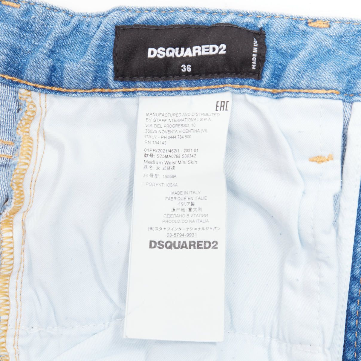 Dsquared2 DSQUARED2 blue distressed denim crystal chain embellished mini skirt IT36 S Size 25" / US 0 / IT 36 - 8 Thumbnail