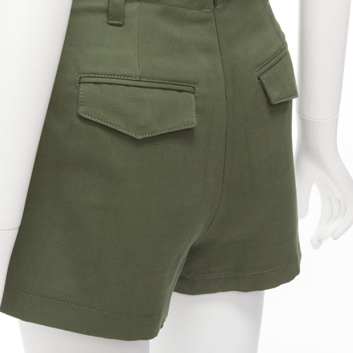 RED Valentino RED VALENTINO 2020 khaki cotton virgin wool high waisted cargp shorts IT36 XXS Size 25" / US 0 / IT 36 - 2 Thumbnail