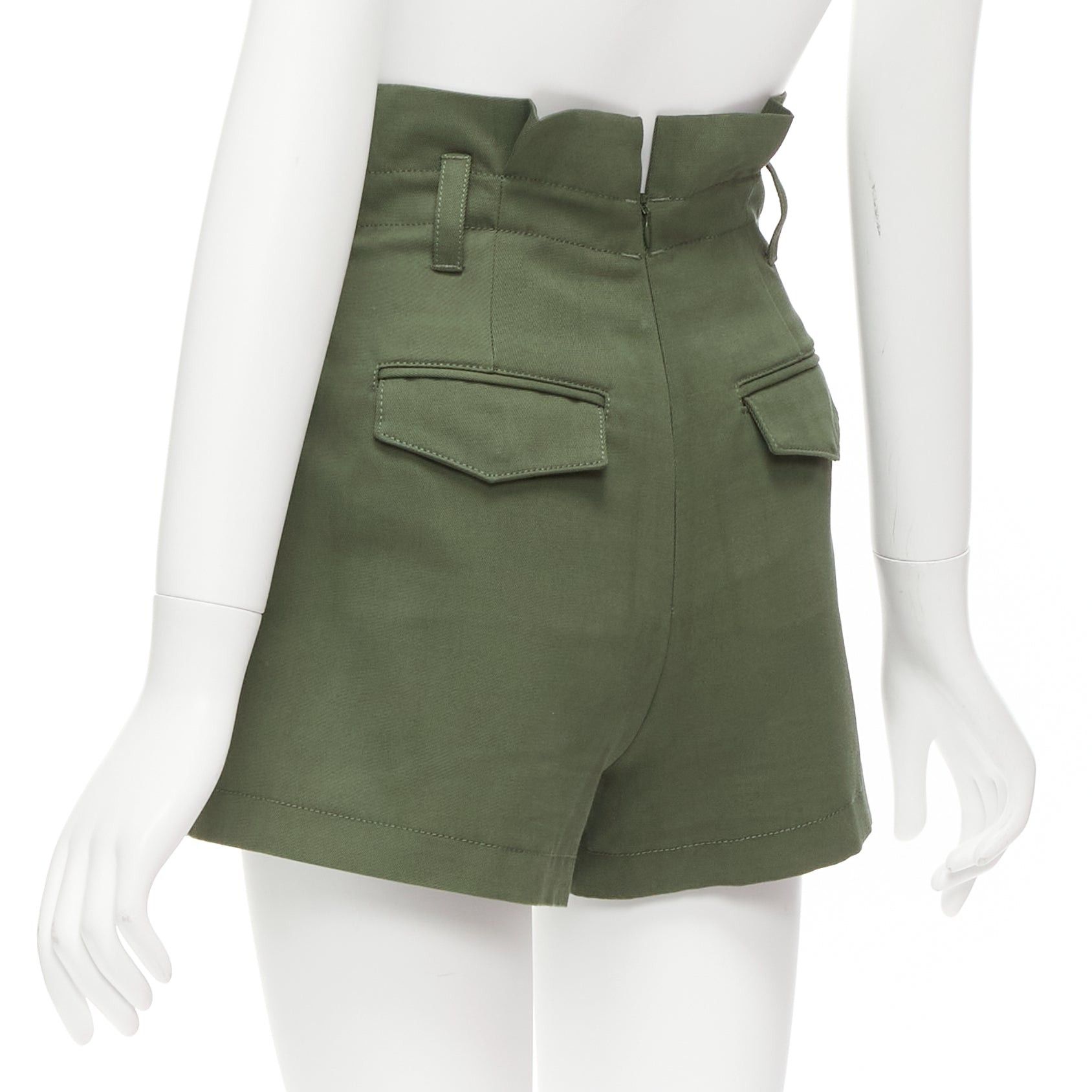 RED Valentino RED VALENTINO 2020 khaki cotton virgin wool high waisted cargp shorts IT36 XXS Size 25" / US 0 / IT 36 - 6 Thumbnail