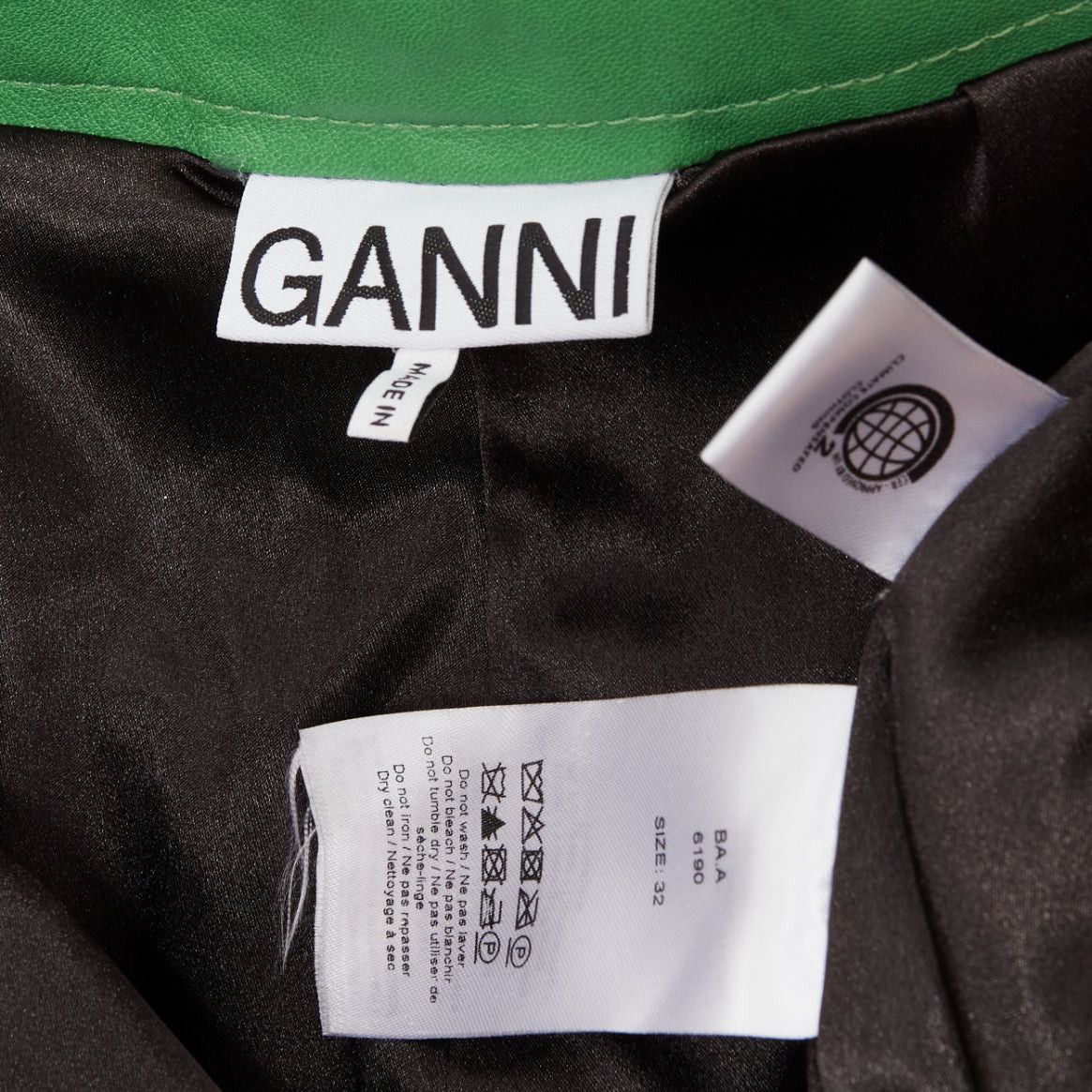 Ganni GANNI green lambskin leather high waist flared shorts FR32 XXS Size 25" / US 0 / IT 36 - 8 Thumbnail
