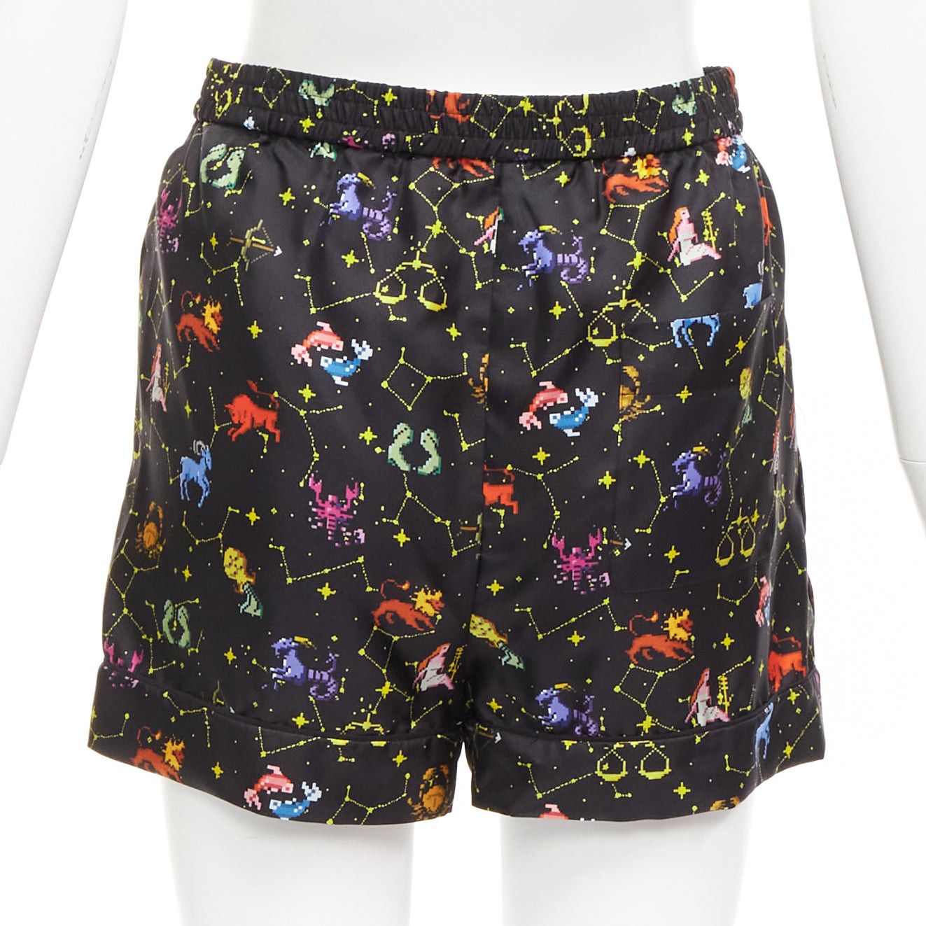 Dior DIOR Lucky Dior 100% silk black colorful astrology cuffed boxer shorts FR32 XXS Size 25" / US 0 / IT 36 - 5 Thumbnail
