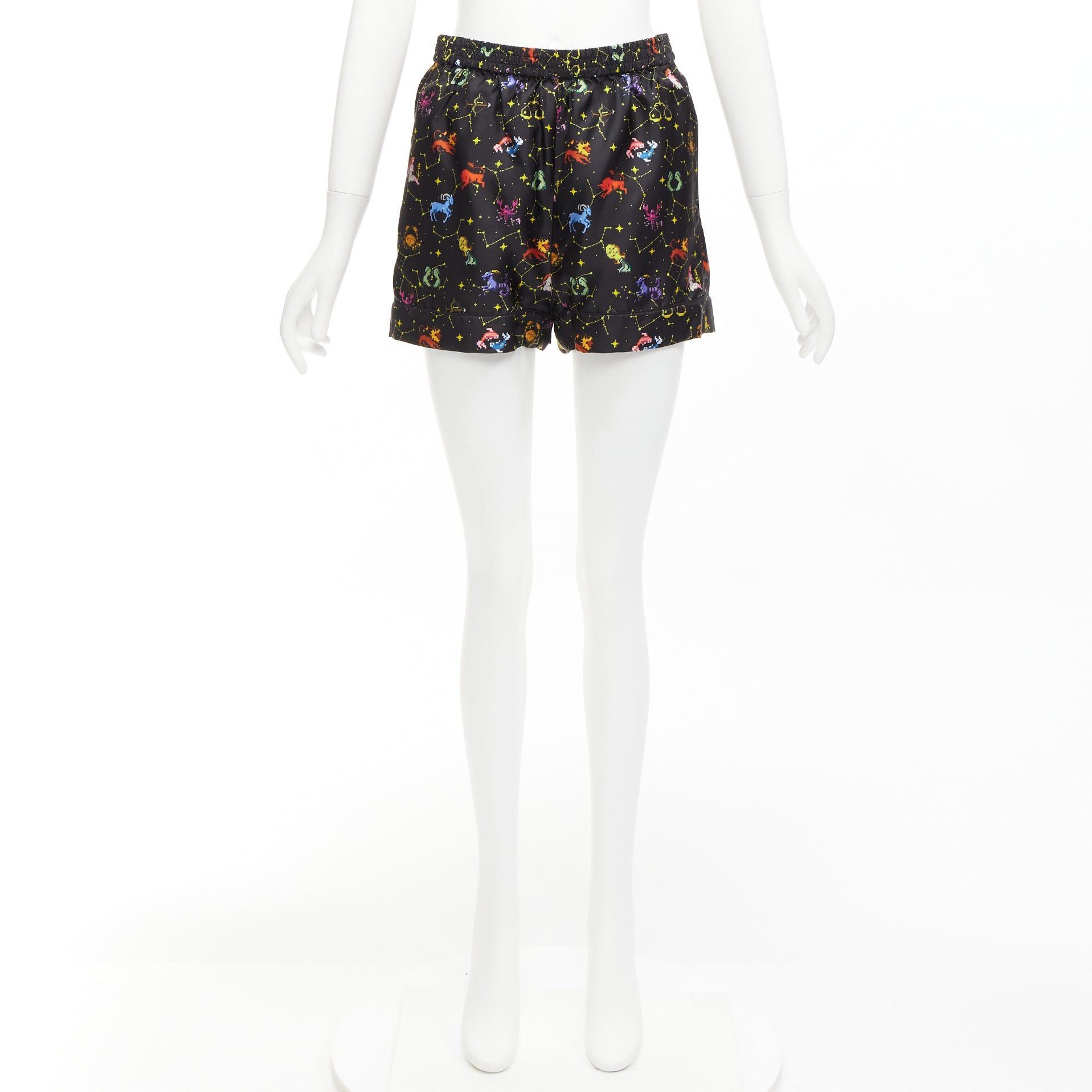 Dior DIOR Lucky Dior 100% silk black colorful astrology cuffed boxer shorts FR32 XXS Size 25" / US 0 / IT 36 - 9 Thumbnail