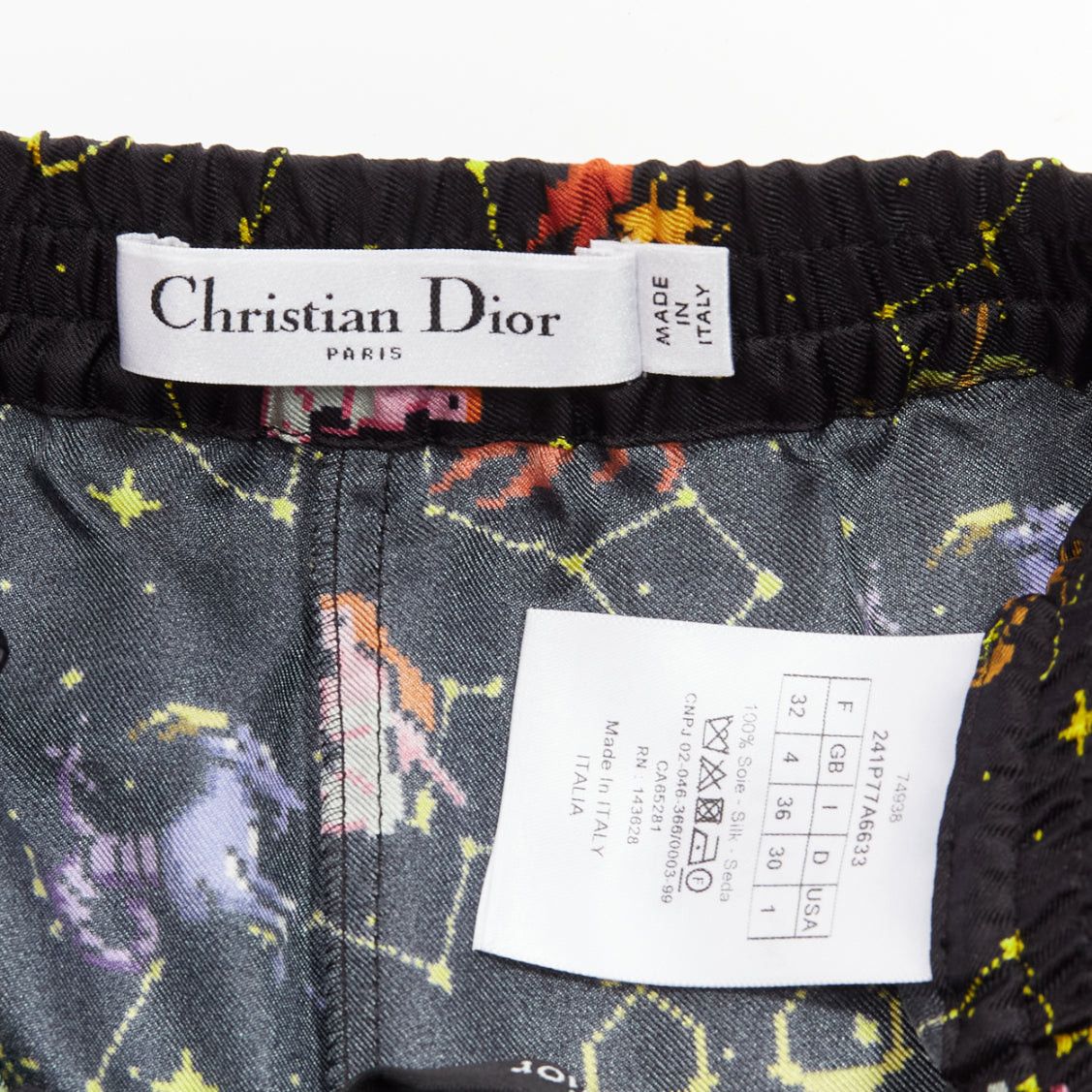 Dior DIOR Lucky Dior 100% silk black colorful astrology cuffed boxer shorts FR32 XXS Size 25" / US 0 / IT 36 - 8 Thumbnail