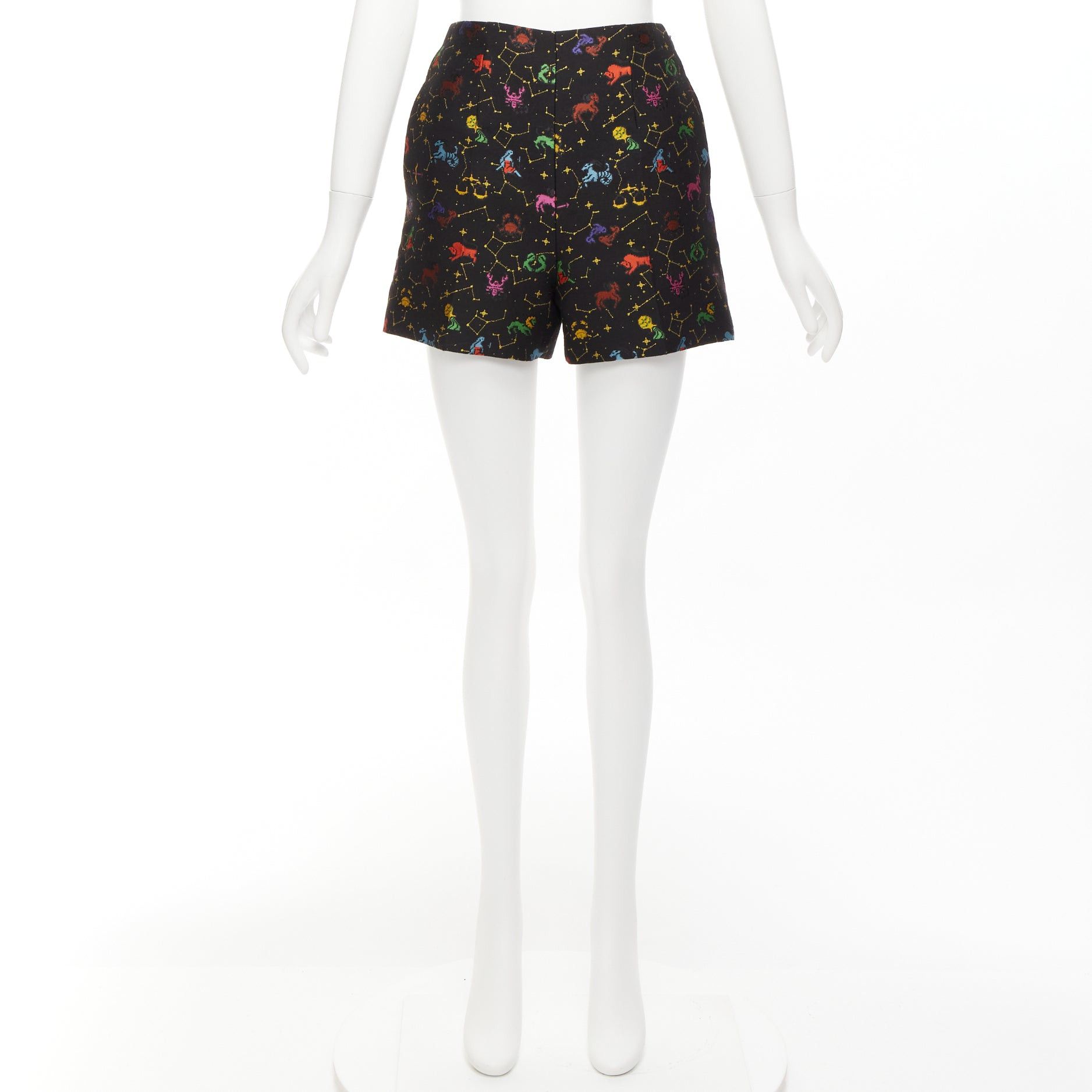 Dior DIOR Lucky Dior black colorful astrology jacquard high waisted shorts FR32 XXS Size 25" / US 0 / IT 36 - 9 Thumbnail