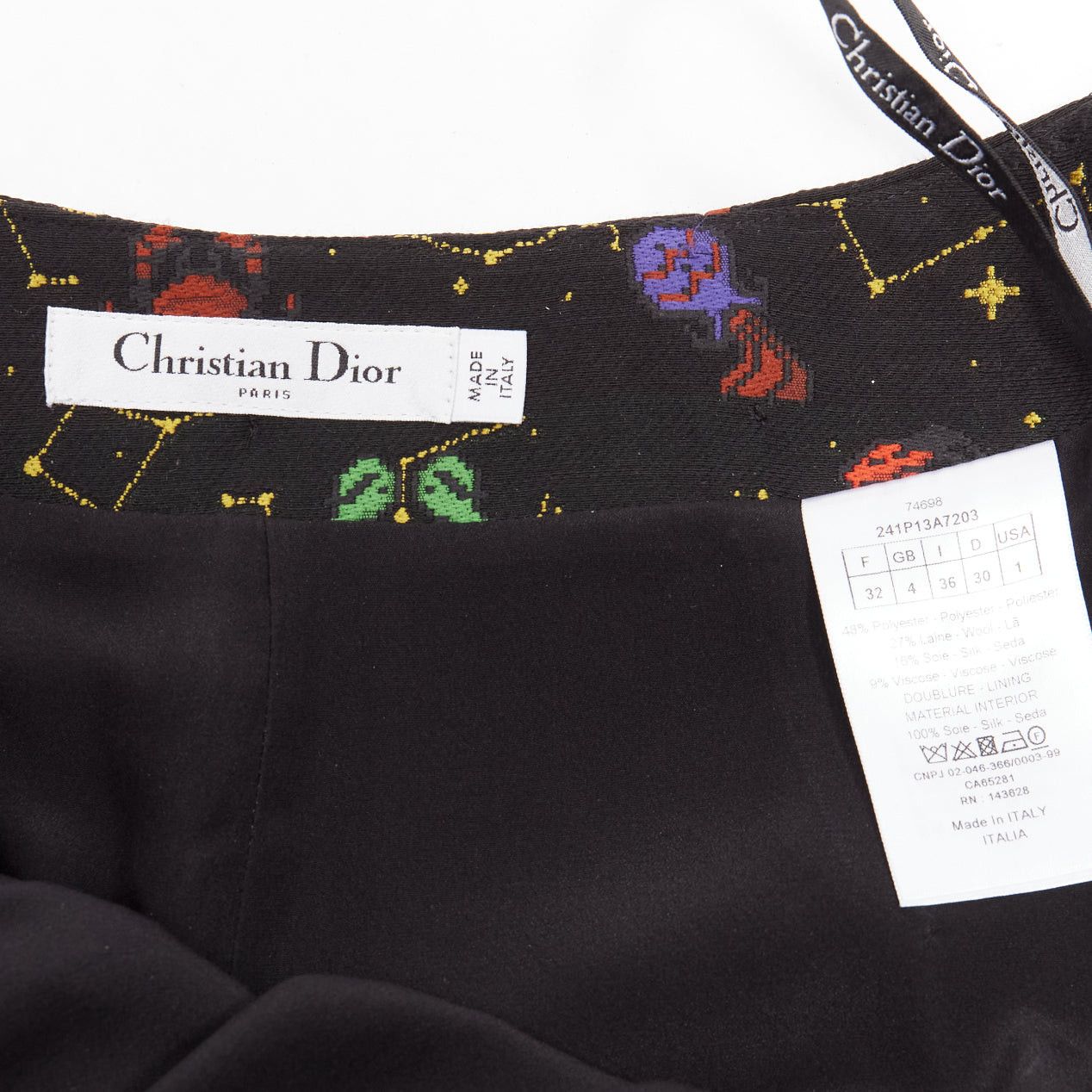 Dior DIOR Lucky Dior black colorful astrology jacquard high waisted shorts FR32 XXS Size 25" / US 0 / IT 36 - 8 Thumbnail