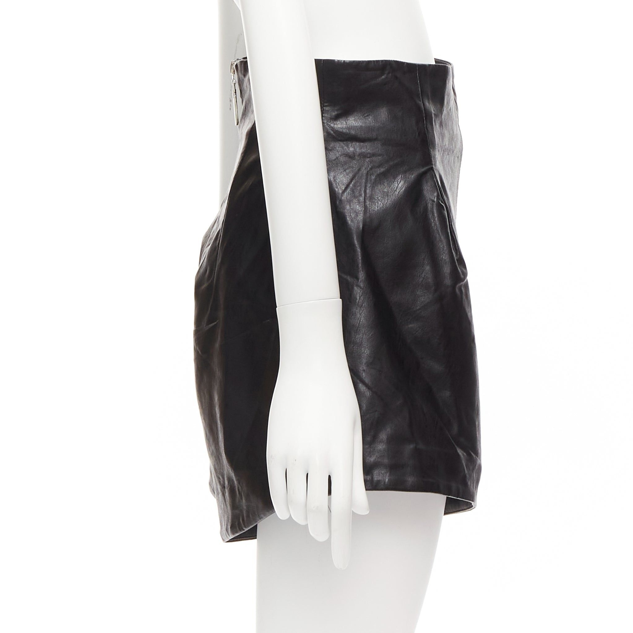 Other BRONX & BANCO black faux leather high waist paperbag waist flared shorts S Size 28" / US 6 / IT 42 - 4 Thumbnail